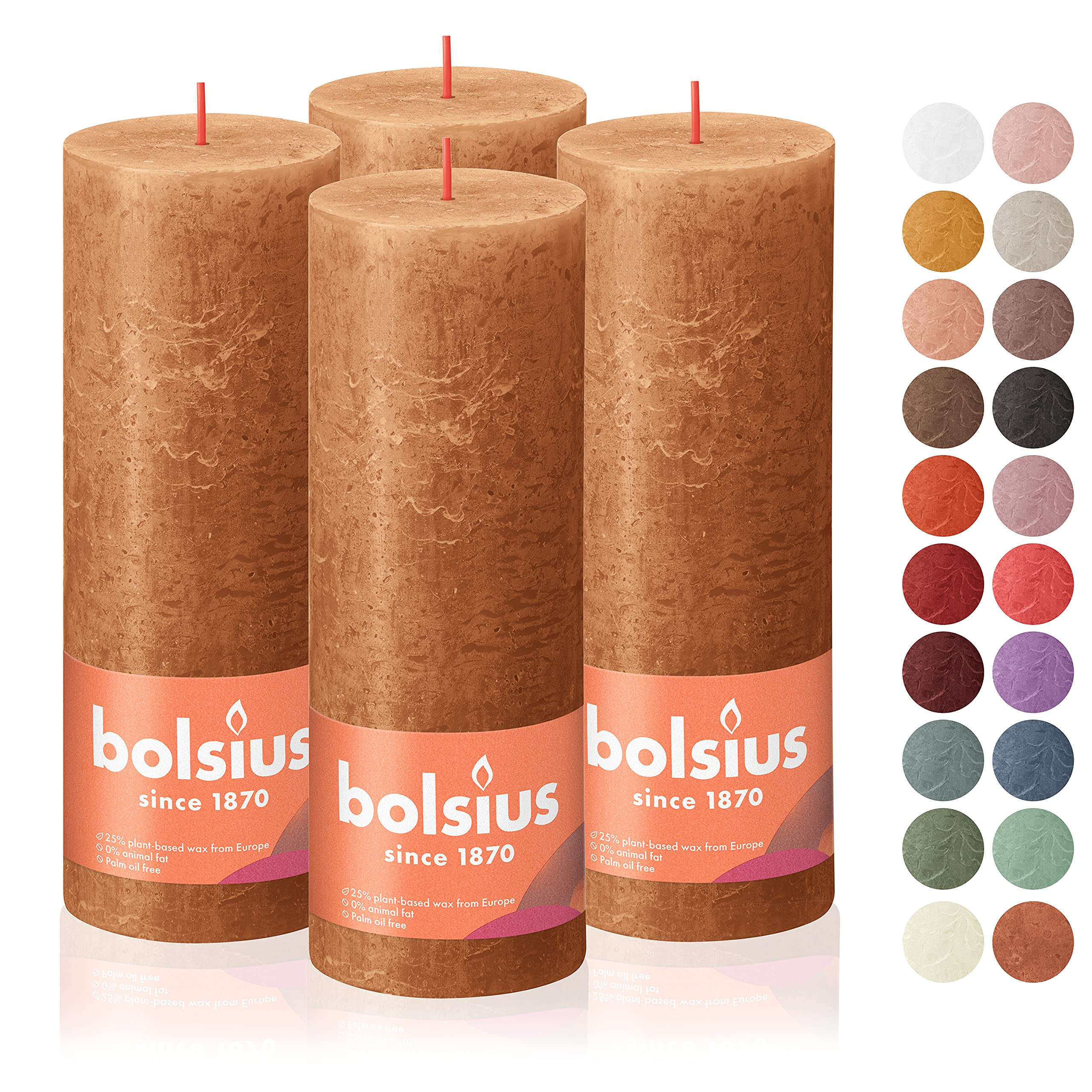BOLSIUS 4 Pack Spice Brown Rustic Pillar Candles - 2.75