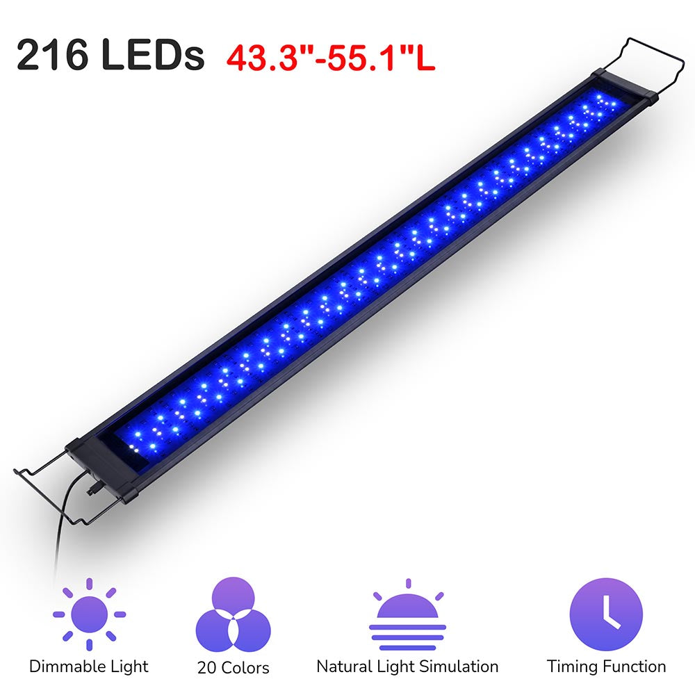 AquaBasik LED Aquarium Light for Plants & Reef - Full Spectrum RGBW Lighting System - Perfect for 44-55 Gallon Fish Tanks (Ideal for Freshwater & Saltwater Aquariums, Coral Growth & Planted Tanks)