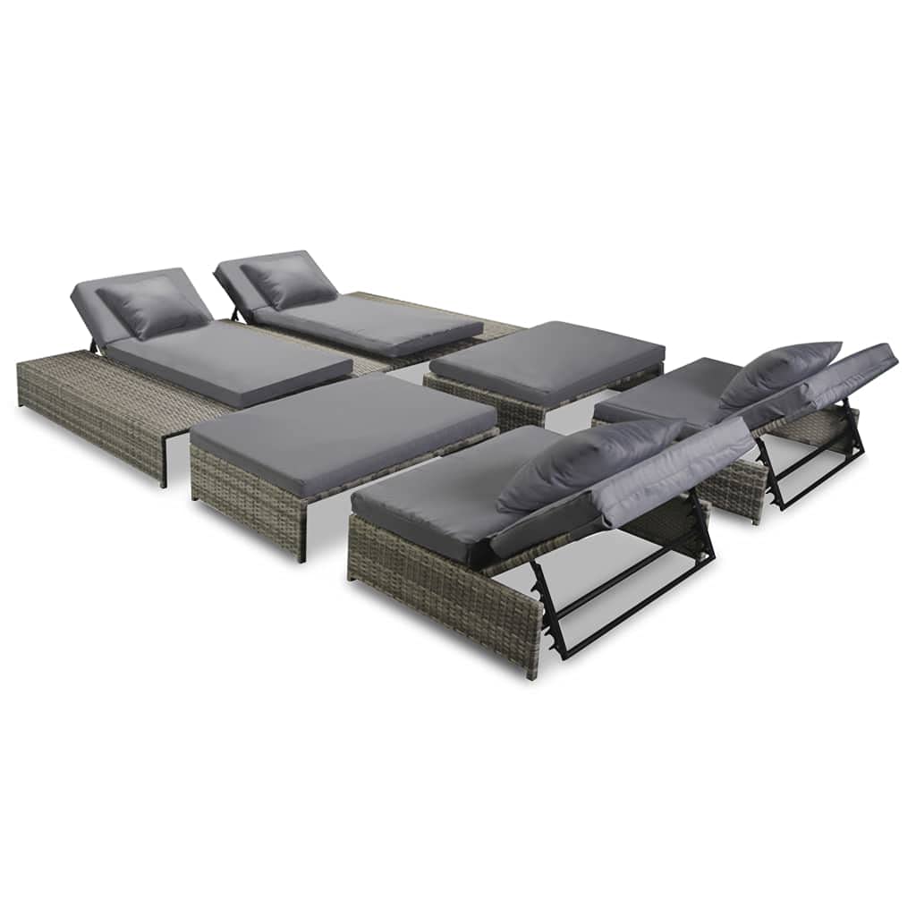 15-Piece Gray Poly Rattan Outdoor Lounge Set with Glass Table - Perfect for Backyards, Porches, Gardens & Poolside Patio Furniture