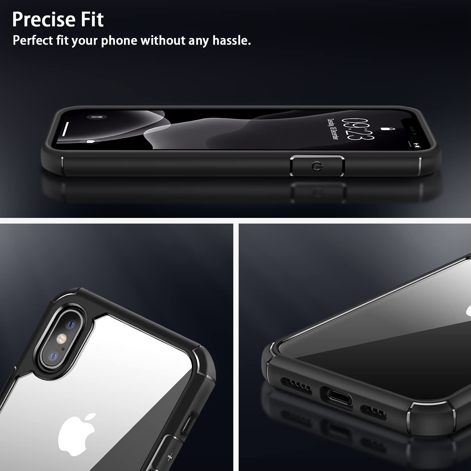 Amizee iPhone Xs Max Case - Military Grade Protective Cover with HD Screen Protector | Slim Crystal Clear Back Design | Perfect for Everyday Use, Travel & Outdoor Activities (Black)