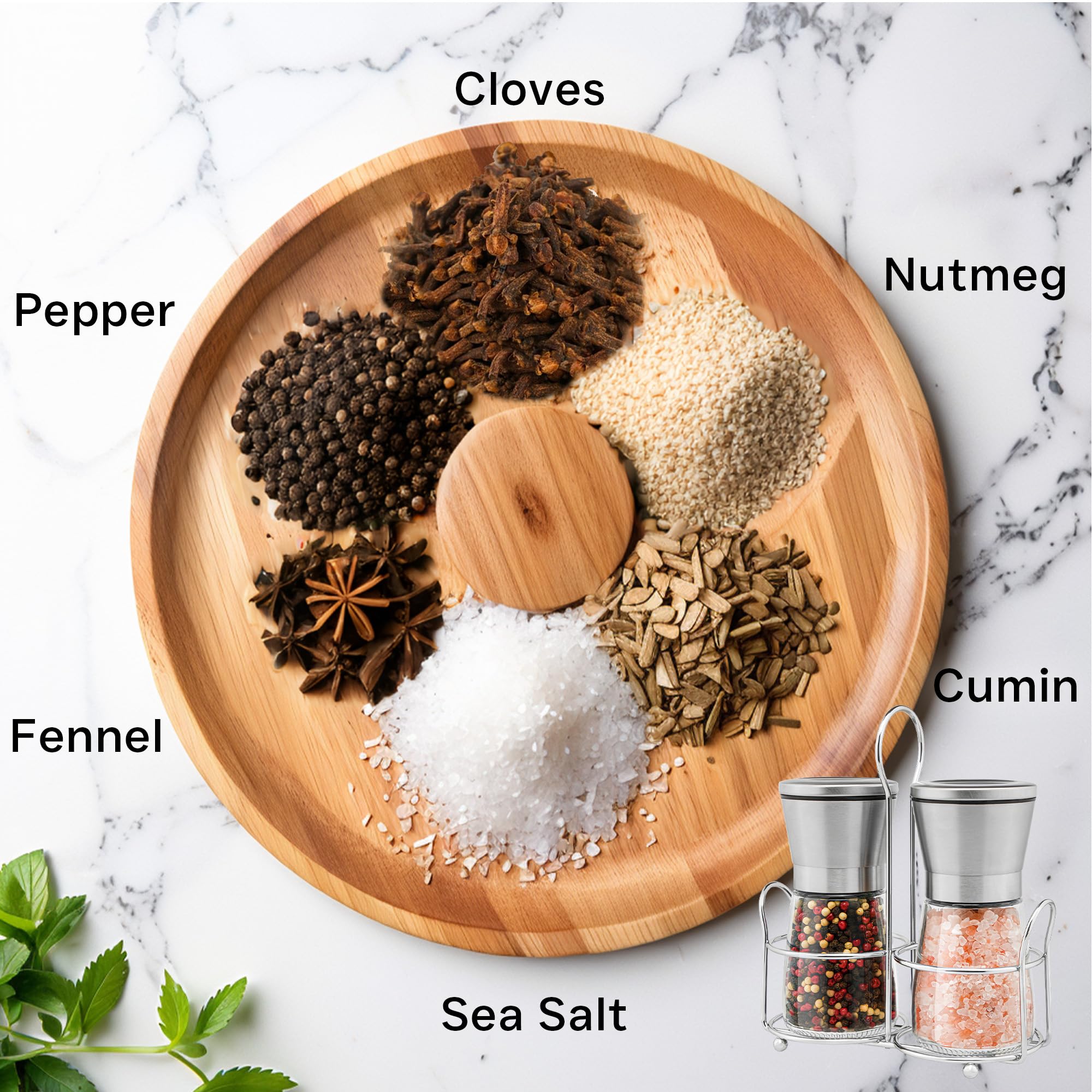 Premium Stainless Steel Salt and Pepper Grinder Set - Adjustable Coarseness, Refillable Glass Mill with Holder - Elegant Kitchen Essential for Cooking, Dining & Gifting (2-Pack)
