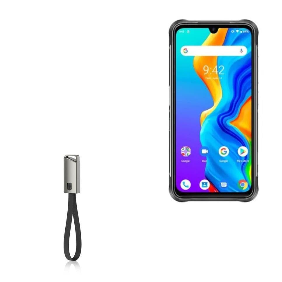 UMIDIGI Bison USB Type-C Charging Cable - 8 Inch Keychain USB-C to USB-A Fast Charger Cord - Compatible with Smartphones, Tablets - Jet Black - Perfect for Travel, Office & On-the-Go Charging