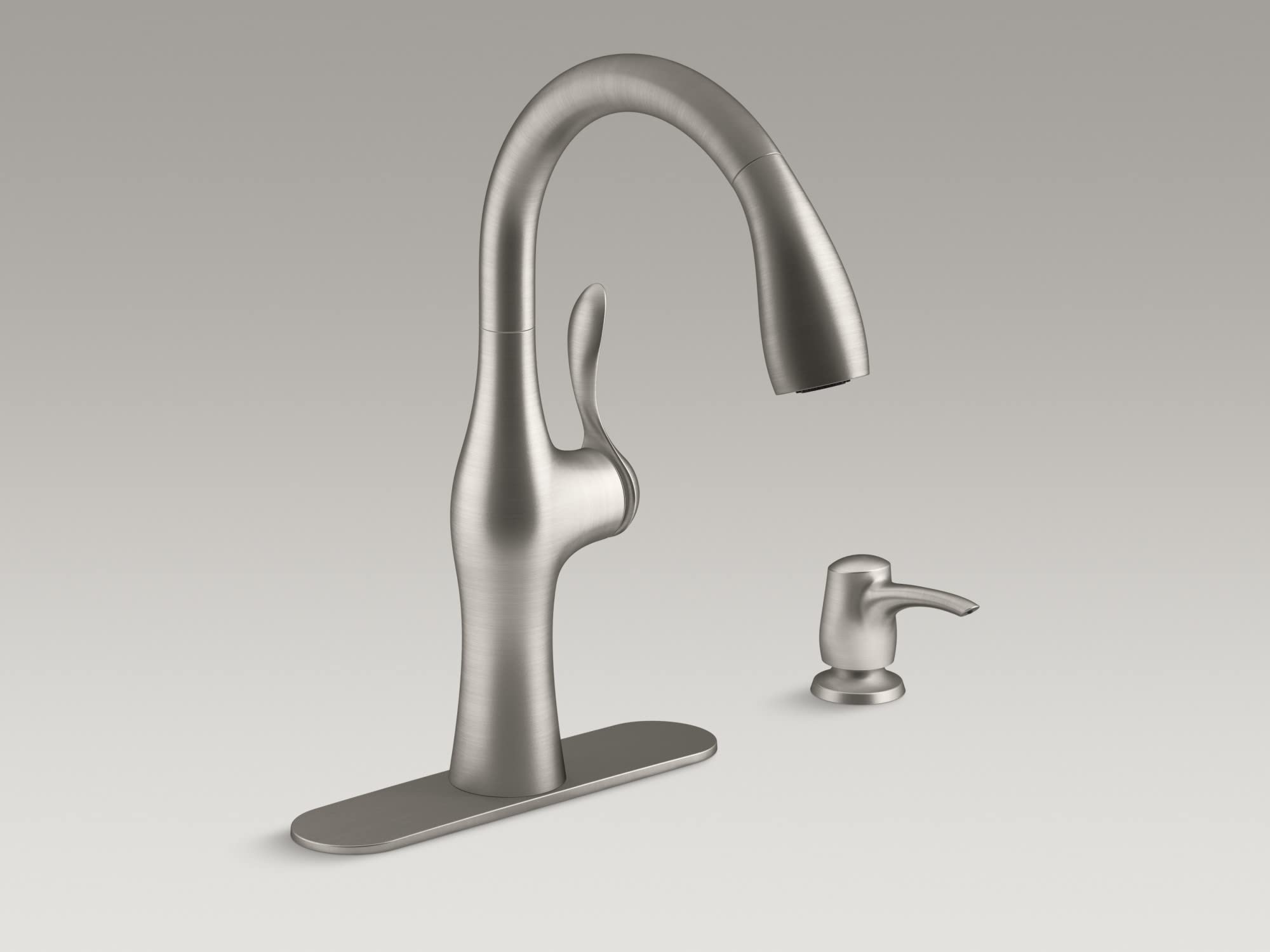 ALMA® Pull Down Kitchen Faucet - High Arc Modern Design, Lead-Free Brushed Nickel, 360° Swivel Spout for Easy Cleaning (Perfect for Home, Restaurant & Commercial Kitchens)