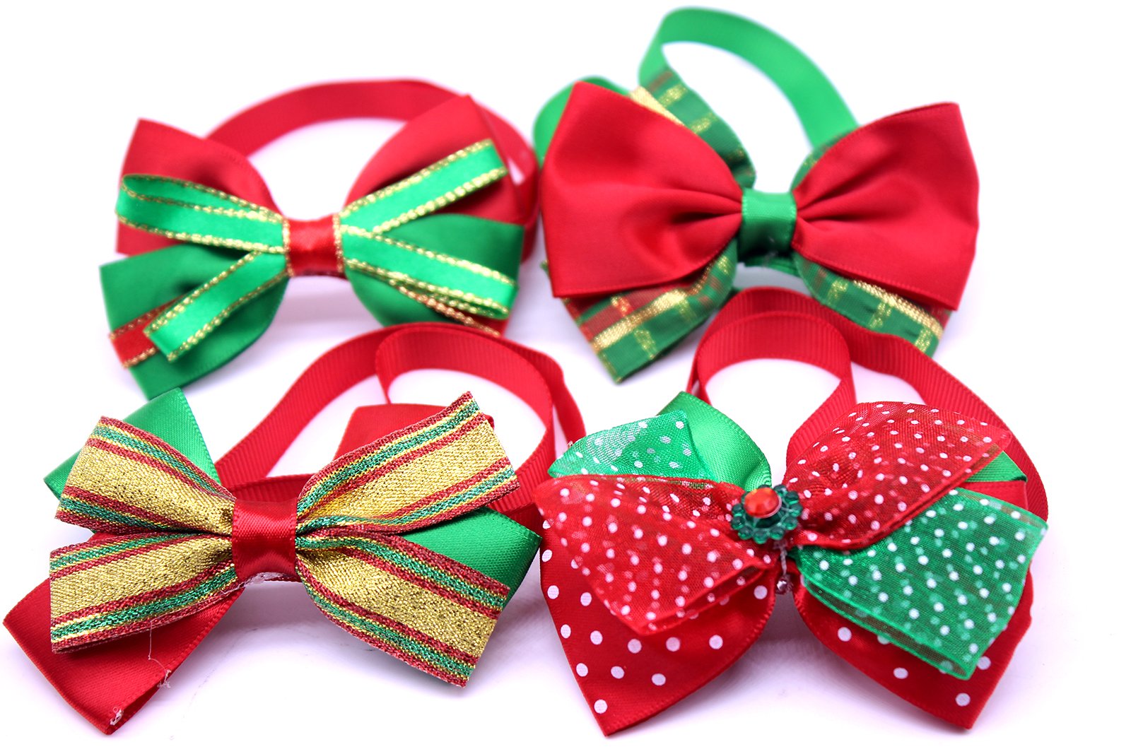 10pcs Festive Christmas Dog Bow Ties - Adjustable Pet Collar Accessories for Small Dogs & Cats | Perfect for Holiday Photos, Parties & Pet Grooming