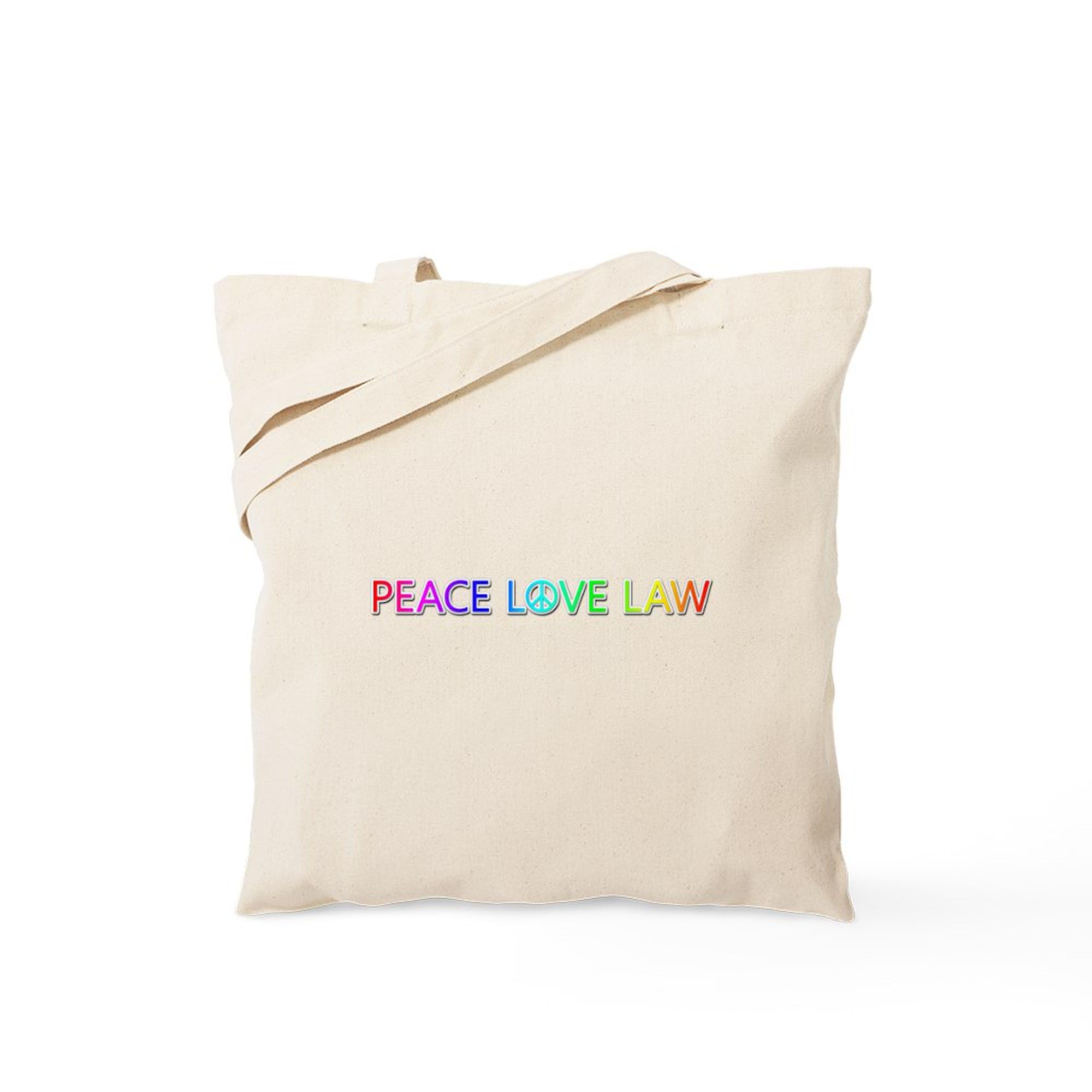 Peace Love Law Natural Canvas Tote Bag - Eco-Friendly Reusable Shopping Bag for Groceries, Beach & Work Commute