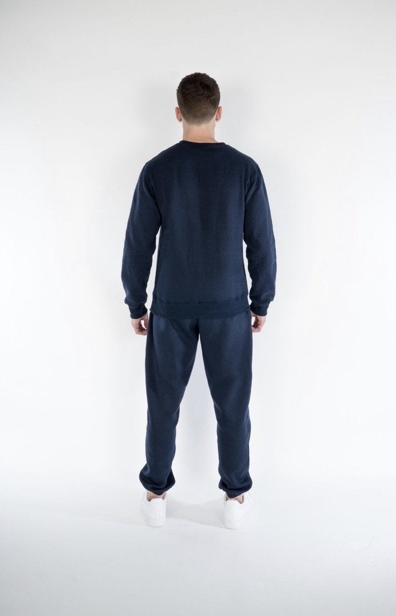 Cerus Navy Legacy Crew Neck Sweatshirt for Men - Comfortable Cotton Pullover Hoodie - Perfect for Casual Wear, Gym, and Outdoor Activities