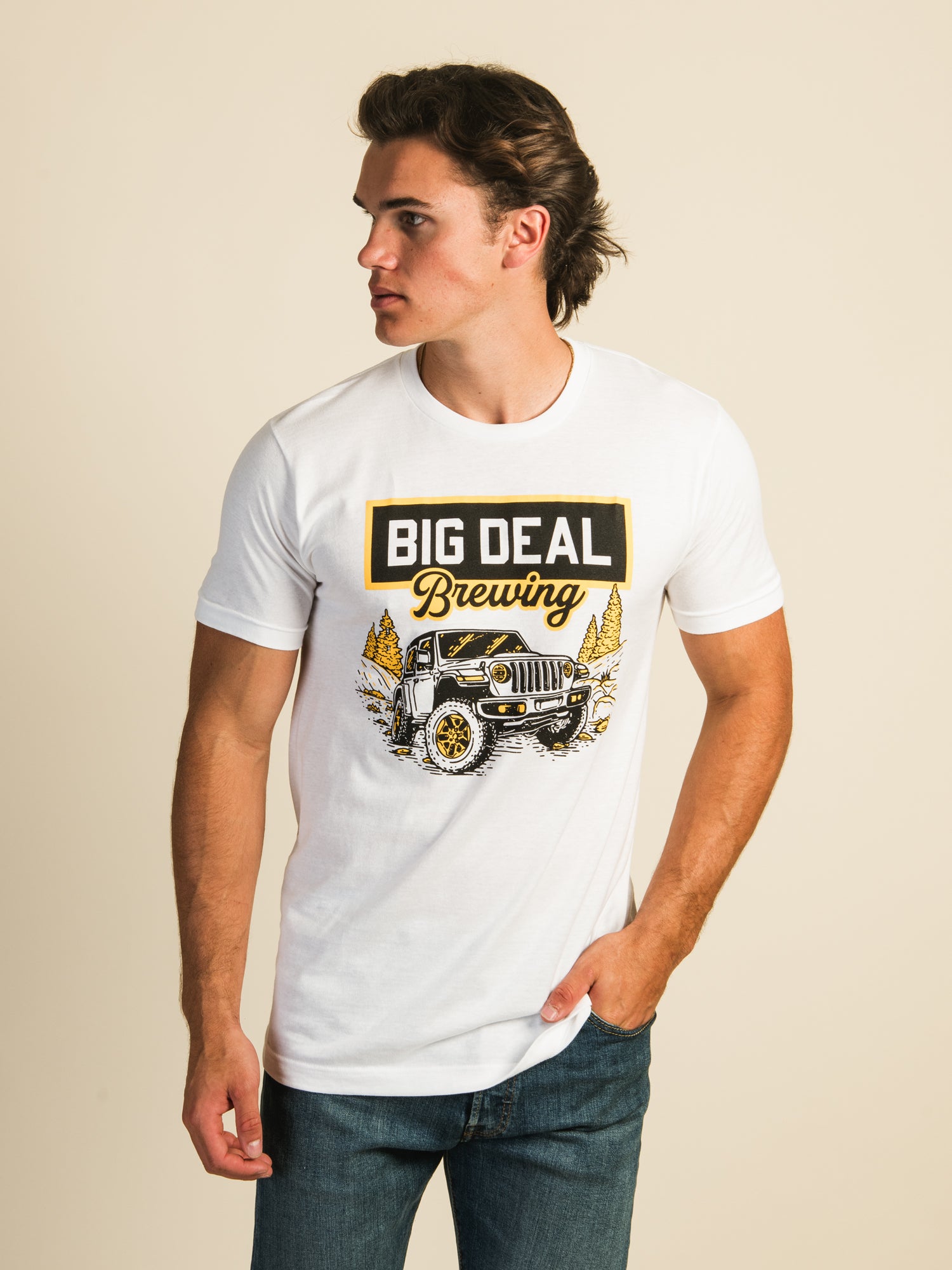 Barstool Sports Big Deal Brew Jeep T-Shirt - Men's Graphic Tee for Casual Wear & Outdoor Adventures - Clearance Sale