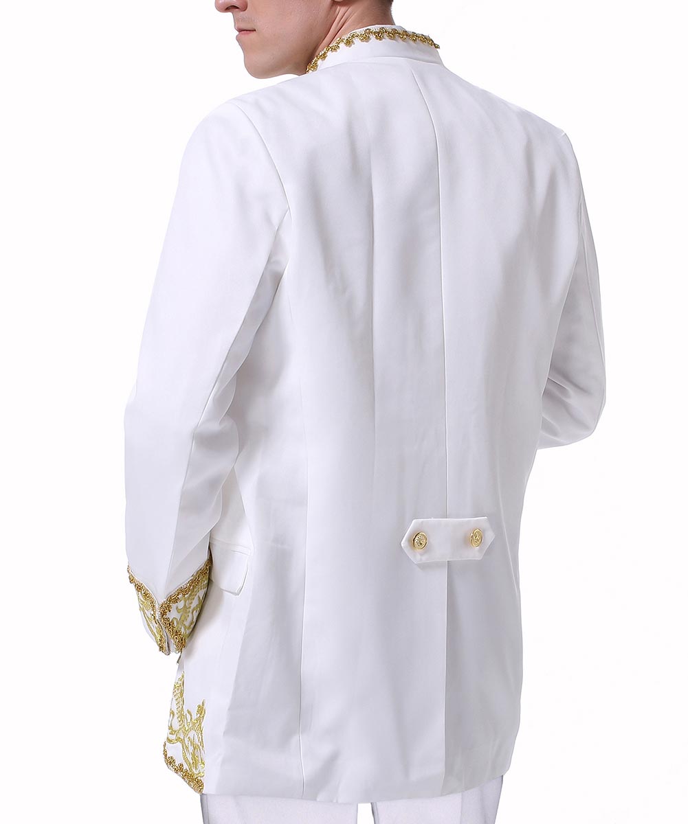 3 Piece Men's Royal Style Tuxedo Suit Set - Elegant White Wedding Suit for Groom, Prom, Formal Events & Special Occasions