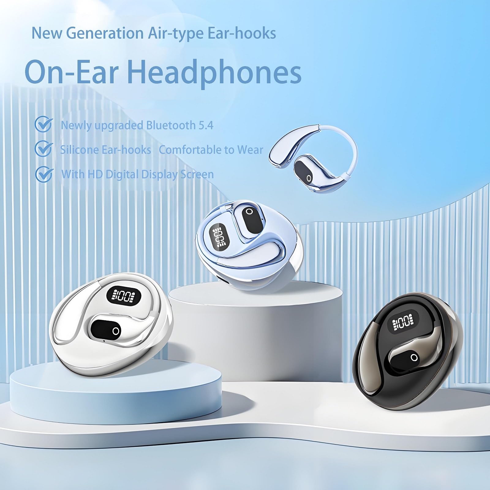 Open XG99 Wireless Bluetooth Earbuds 2025 - Open Ear Hanging Headphones with BT 5.0, IPX5 Waterproof, Comfort Fit for Running, Cycling & Outdoor Sports (Black)