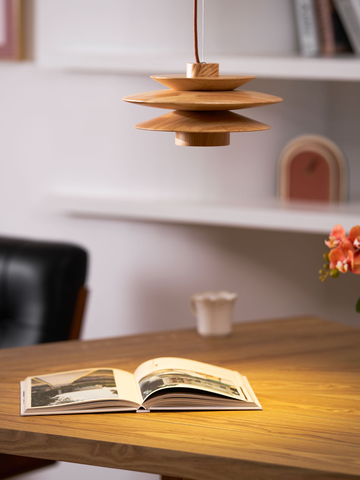 Handmade Cascade Wooden Disc Pendant Light - Natural Boho Ceiling Lamp for Living Room, Bedroom & Dining Room Decor - Perfect for Modern Farmhouse, Rustic & Scandinavian Style Homes
