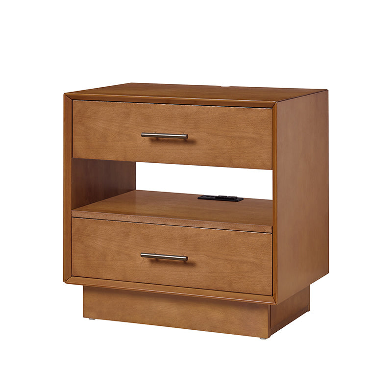 Yoel Hidden Drawer Nightstand with Built-in USB Outlets & Power Strip - Modern Bedside Table with Secret Storage for Bedroom, Living Room, or Office