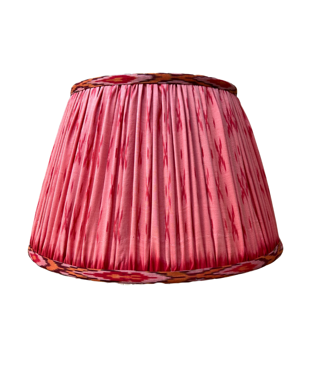 36cm Pink Silk Sari Lampshade with Geometric Trim - Elegant Bohemian Home Decor for Living Room, Bedroom & Wedding Decorations
