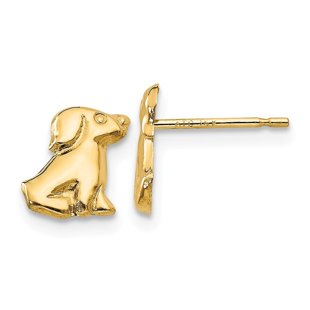 14K Solid Yellow Gold Dog Bone Stud Earrings for Women - 8mm x 5mm Hypoallergenic Pet Lover Jewelry - Perfect for Casual Wear, Gifts & Animal Themed Fashion