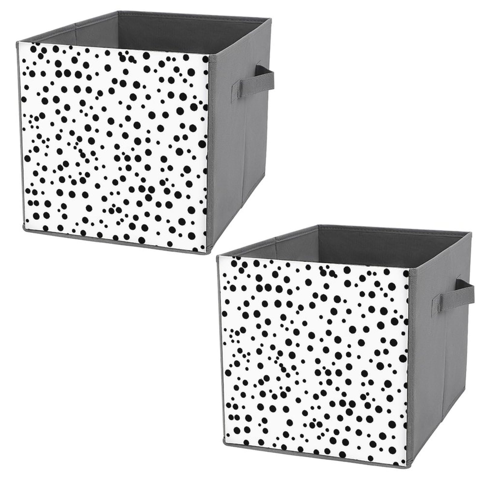 Black and White Polka Dot Storage Baskets - 2 Pack Fabric Storage Bins for Home Organization | Perfect for Closet, Nursery, and Laundry Room Storage