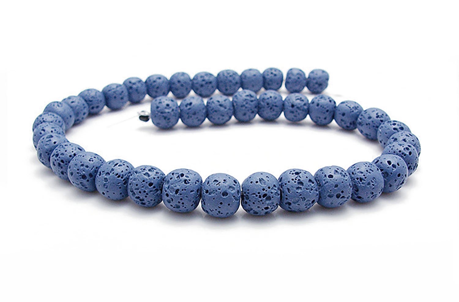 Royal Blue 14mm Smooth Lava Stone Beads - Natural Volcanic Gemstone for DIY Jewelry Making, Necklace & Bracelet Crafting - Perfect for Boho, Hippie & Handmade Jewelry Designs
