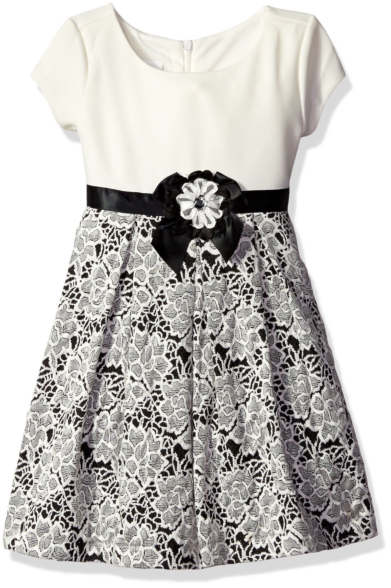 Bonnie Jean Girls' Short Sleeve Floral Knit Dress - Cute Summer Outfit for Playdates, Parties & Family Photos | Soft Cotton Blend Comfort