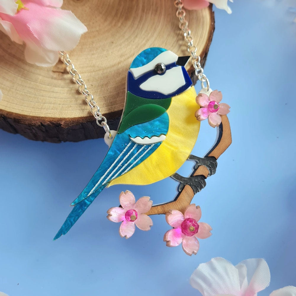 Bluetit Necklace by Cherryloco - Elegant Bird Pendant Jewelry for Women | Perfect Gift for Birthday, Anniversary & Everyday Wear