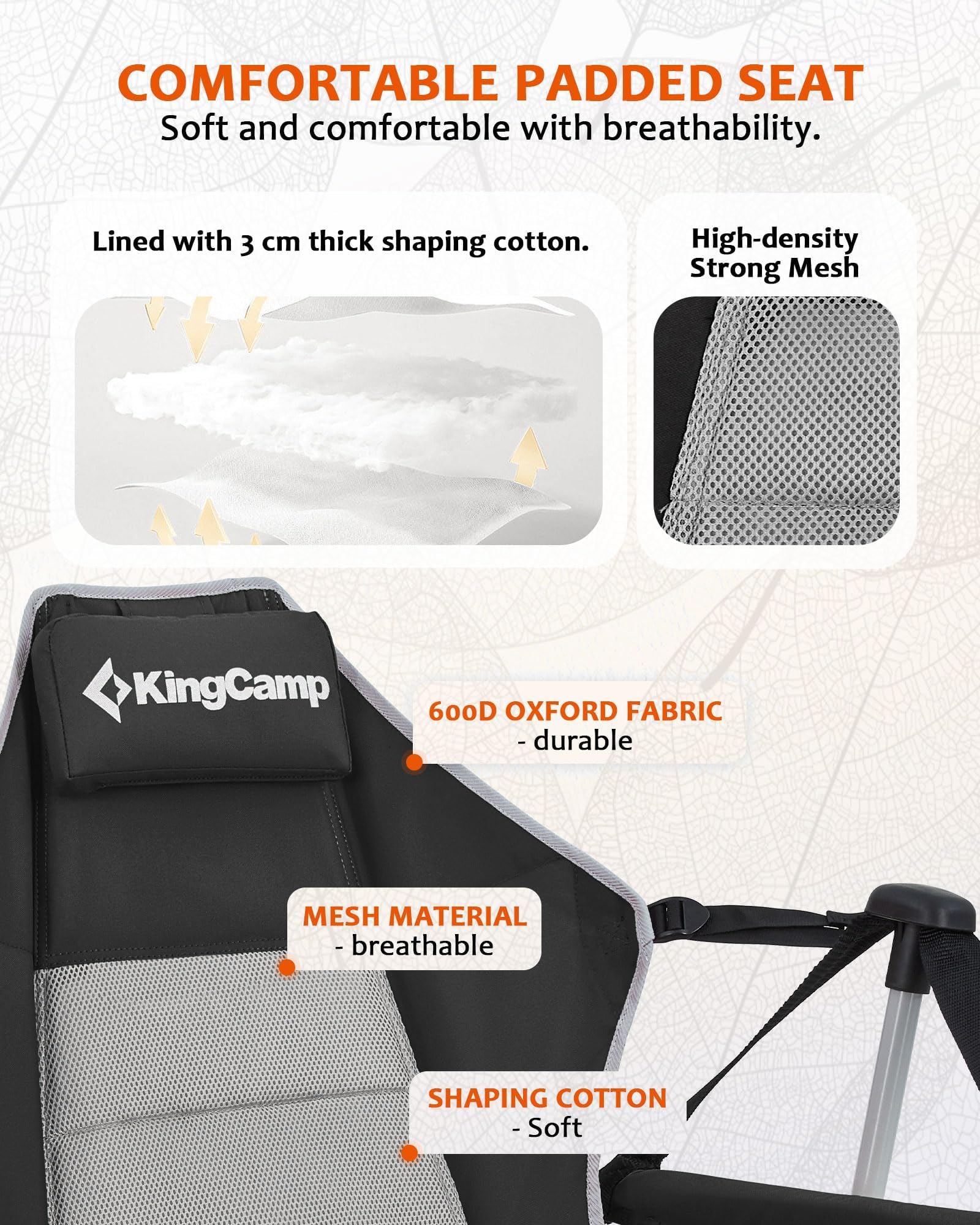 KingCamp Portable Hammock Camping Chair - Lightweight Aluminum Alloy Adjustable Reclining Rocking Chair with Pillow & Cup Holder - Perfect for Backyard, Beach, Camping, Hiking, Fishing, and Outdoor Relaxation
