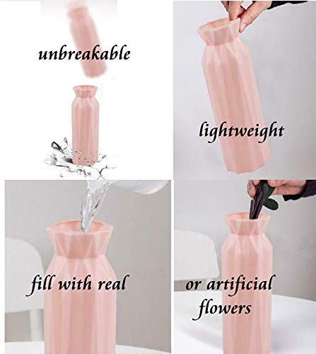 Unbreakable Ceramic-Look Plastic Vase - Origami Seashell White Flower Vase for Home Decor, Wedding Centerpieces & Office Arrangements