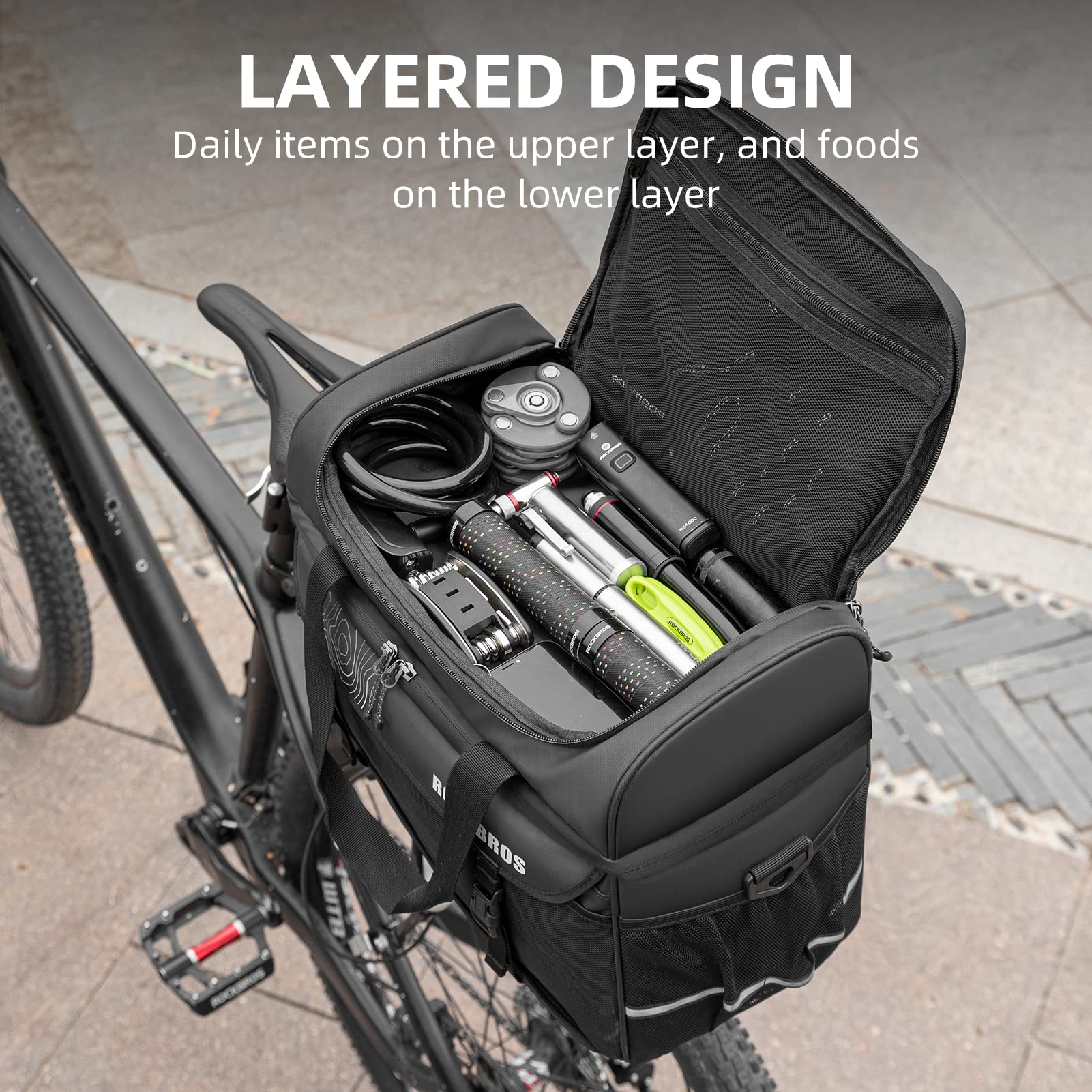 ROCKBROS 11L Insulated Bike Trunk Cooler Bag - Waterproof Bicycle Rear Seat Carrier Pannier for Commuting, eBike & Travel | Perfect for Picnics, Groceries & Outdoor Adventures
