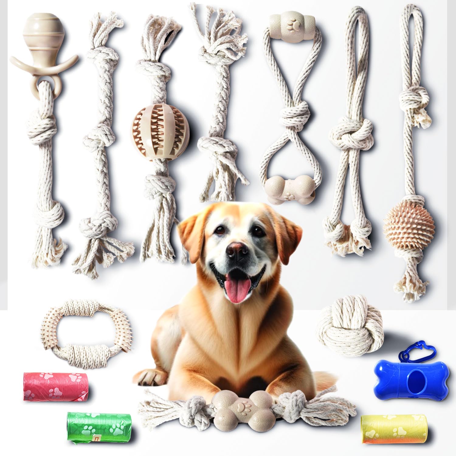 **Sturdy Small Dog Rope Toys - 14-Pack Non-Toxic Cotton Chew Toys for Puppies & Medium Dogs - Interactive Teething & Anxiety Relief - Durable for Indoor & Outdoor Play**