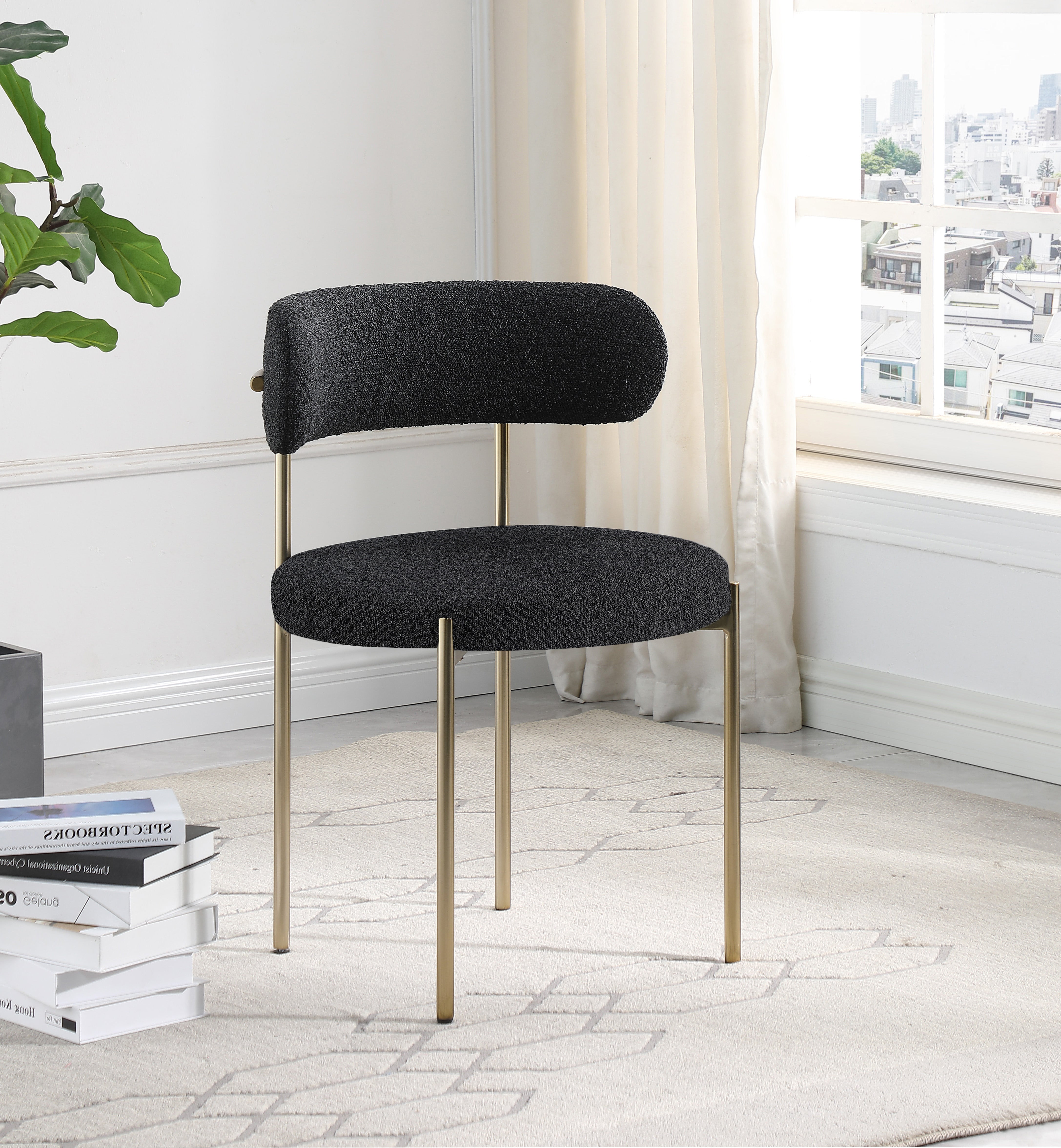 Luxury Boucle Fabric Dining Chair - Modern Upholstered Accent Chair for Kitchen, Dining Room & Office - Soft & Comfortable Mid Century Design - Perfect for Home Decor & Entertaining