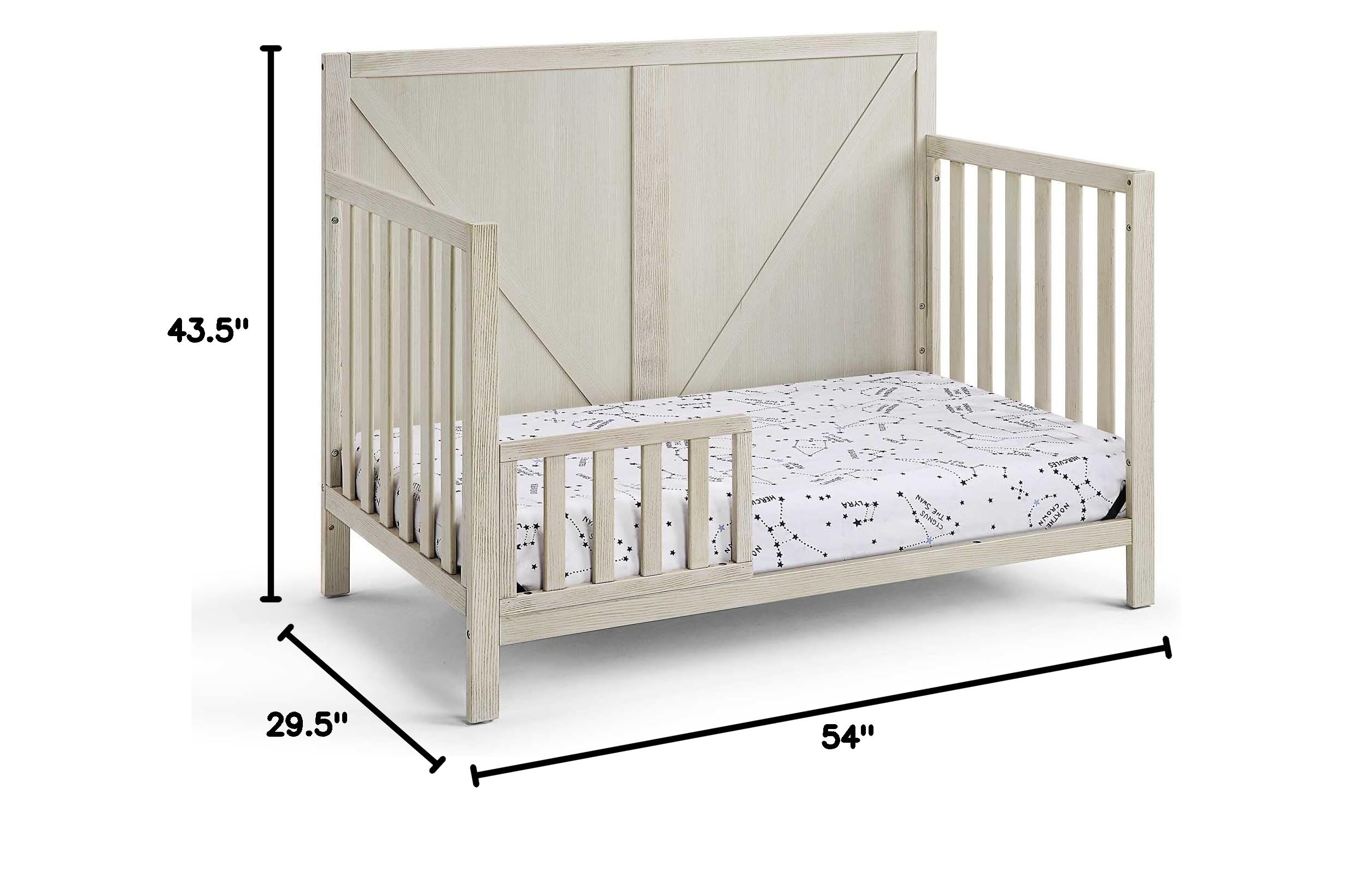 HomVent 4-in-1 Convertible Baby Crib to Toddler Bed, Daybed & Full Size Bed - Rustic Farmhouse Style Nursery Furniture with 3 Adjustable Mattress Heights (Grey) | Perfect for Newborns, Infants & Growing Kids in Modern Nursery Rooms