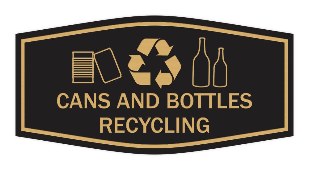 Eco-Friendly Recycling Bin Sign for Cans & Bottles - Black & Gold Small Decal - Perfect for Home, Office, or Public Recycling Stations