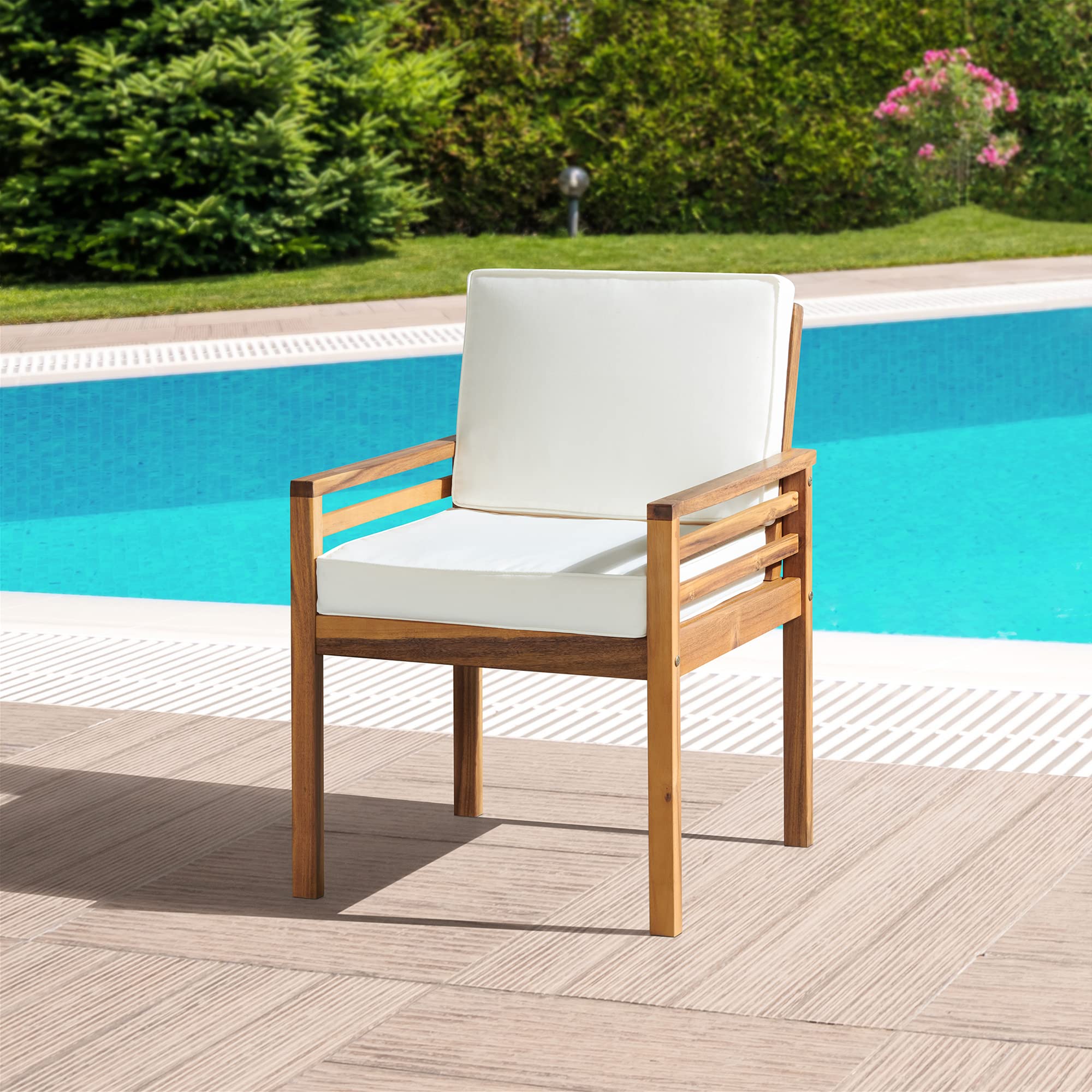 Alaterre Okemo Natural Outdoor Dining Chairs - Weather-Resistant Patio Furniture Set for Garden, Poolside & Backyard Dining