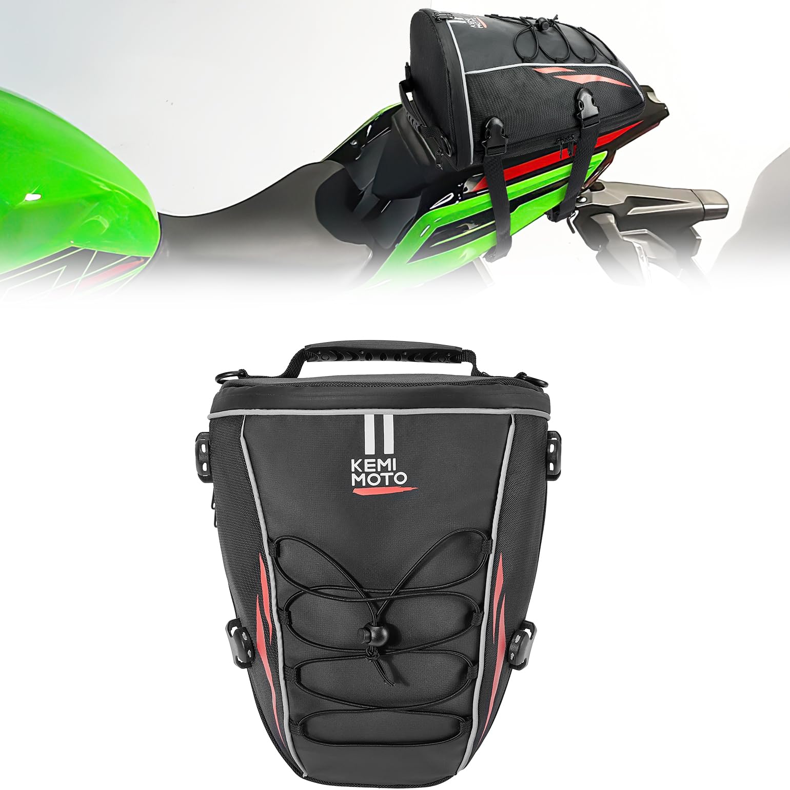 **KEMIMOTO 10L Waterproof Motorcycle Tail Bag - Durable Seat Saddle Bag with Shoulder Strap & Rain Cover - Ideal for Commuting, Touring & Adventure Riding**