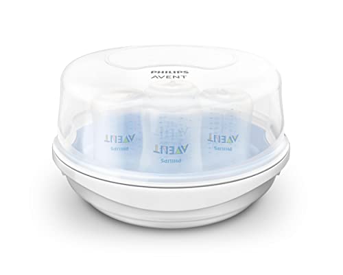 Philips AVENT Microwave Steam Sterilizer for Baby Bottles, Pacifiers & Feeding Accessories – Quick 2-Minute Sterilization – BPA-Free (Model SCF281/05) | Perfect for Daycare, Travel & Home Use