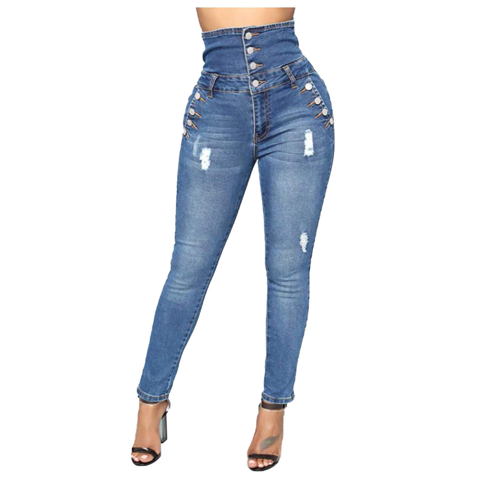 Women's High Waisted Skinny Jeans - Stretch Denim Pencil Pants with Button Fly & Butt Lifting Design | Perfect for Casual Wear, Office Outfits & Night Out Looks