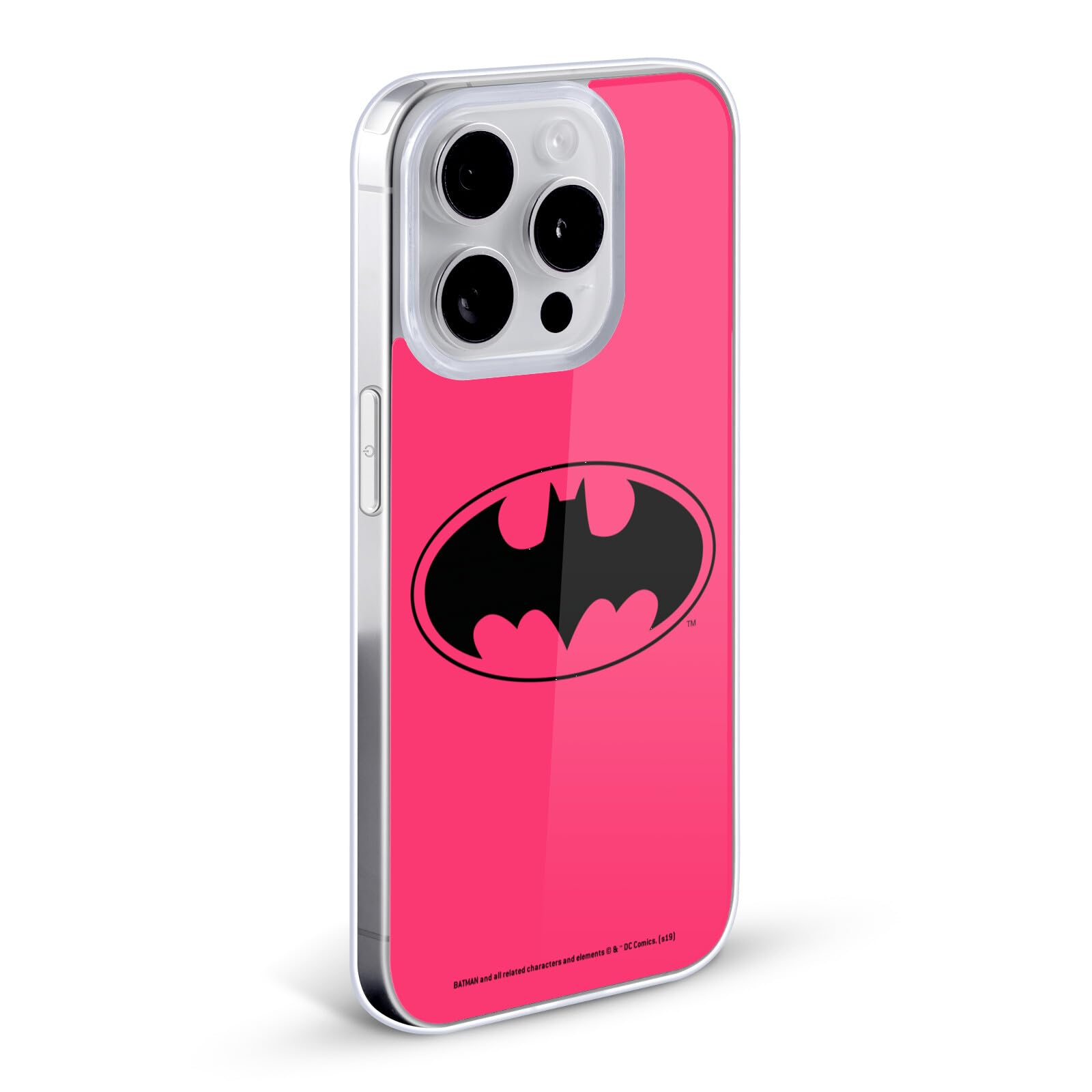 Official Batman DC Comics Pink Logo Soft Gel Case for Apple iPhone 11 - Superhero Themed Protective Phone Cover for Fans, Daily Use & Gift Giving