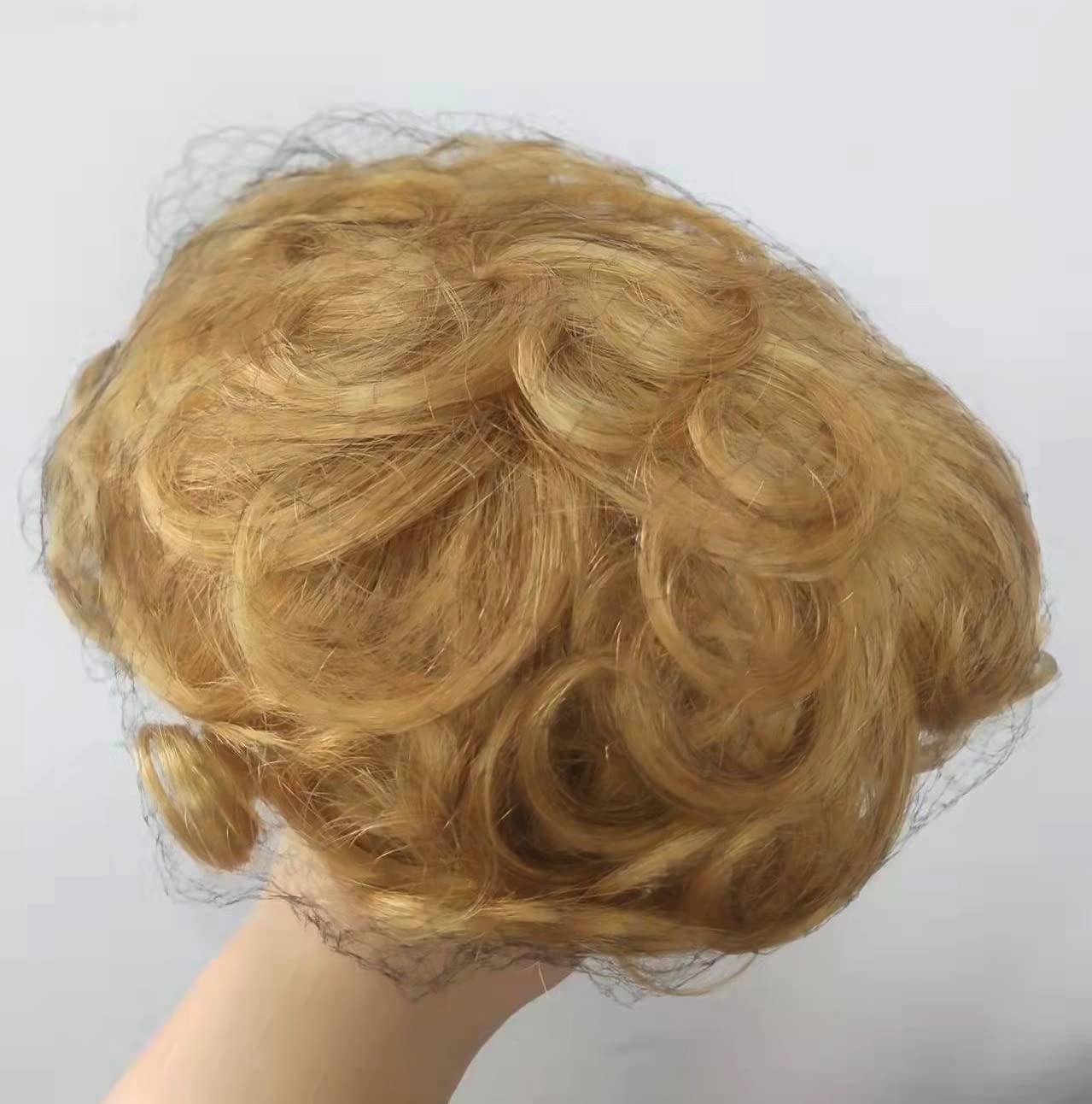 Natural Human Hair Topper Closure | 13x13cm Curly Clip-in Hairpiece | Short Curly Hair Weaving Replacement Wiglet for Women with Thinning Hair | 10inch Honey Blonde Color | Perfect for Daily Wear, Parties & Special Occasions