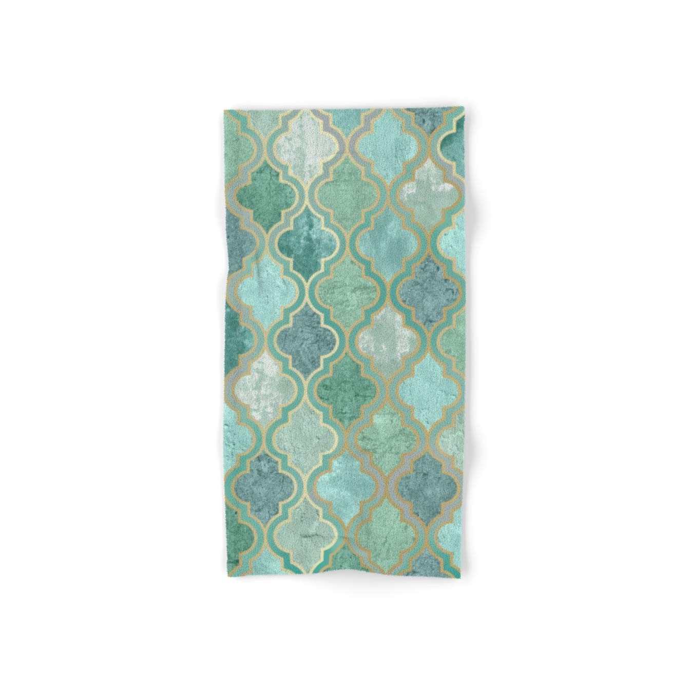 Megan Morris Moroccan Teal Green Towel Set - 2 Hand Towels & 2 Bath Towels, Soft Absorbent Cotton, Spa & Bathroom Essentials for Home Decor