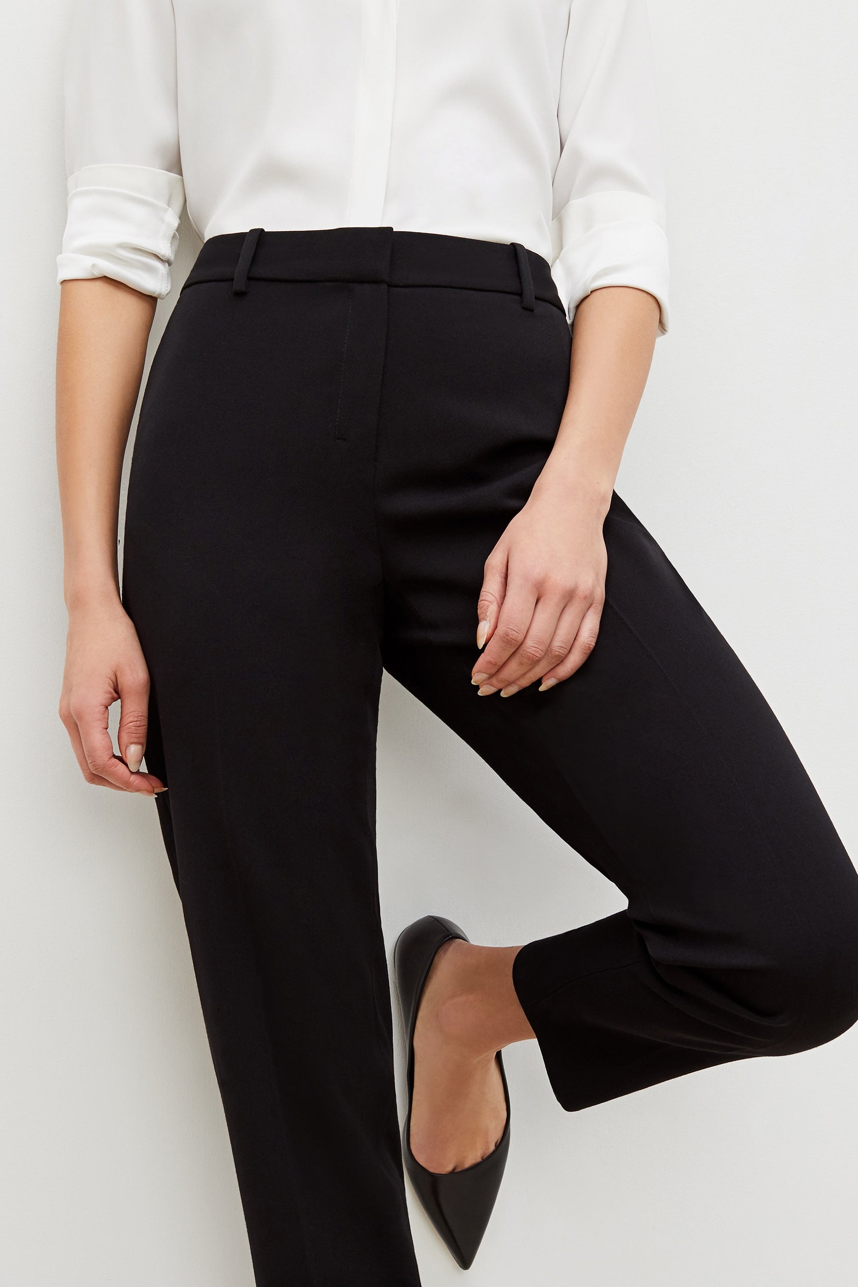 Mejia Light Twill Pants for Women - Comfortable Black Casual Trousers for Work, Office & Everyday Wear