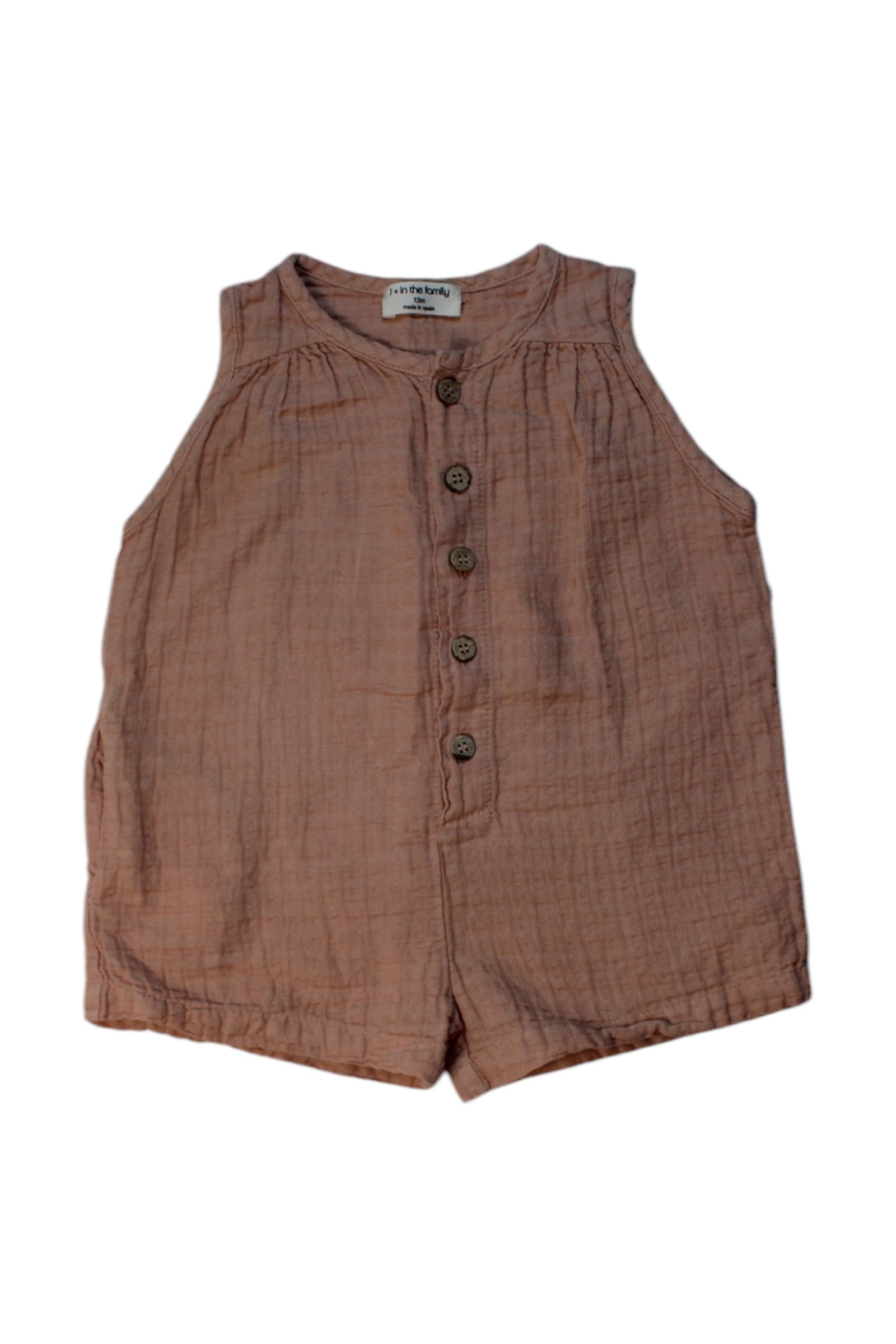1+ In The Family Buttoned Sleeveless Romper for Baby Girls & Boys 6-12 Months - Perfect for Summer Outfits, Playdates & Family Photos