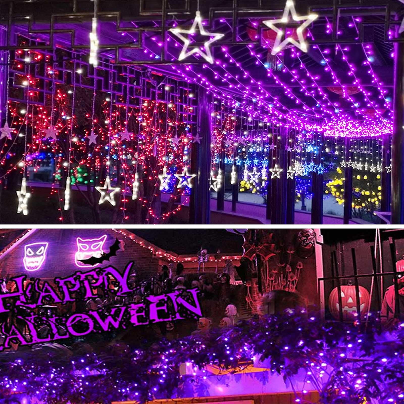 SANJICHA 200 LED Halloween String Lights - 66FT Purple for Indoor/Outdoor Decor, Party & Garden