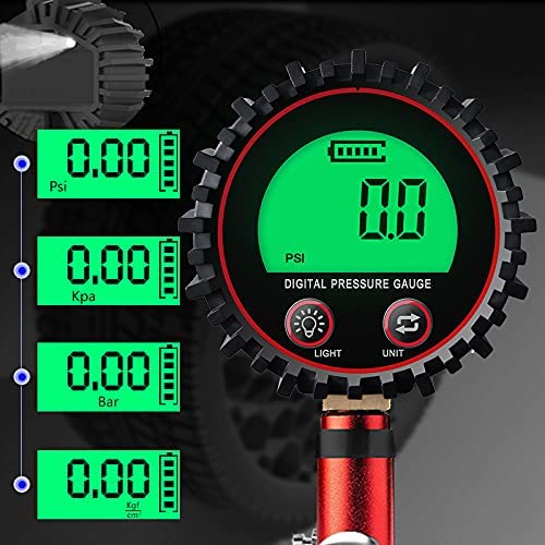 255 PSI Digital Tire Inflator with Pressure Gauge - Portable Air Compressor Accessories Kit with 0.1 Display & Quick Connect Coupler (B Pack) - Perfect for Cars, Bikes, SUVs and Home Garage Use