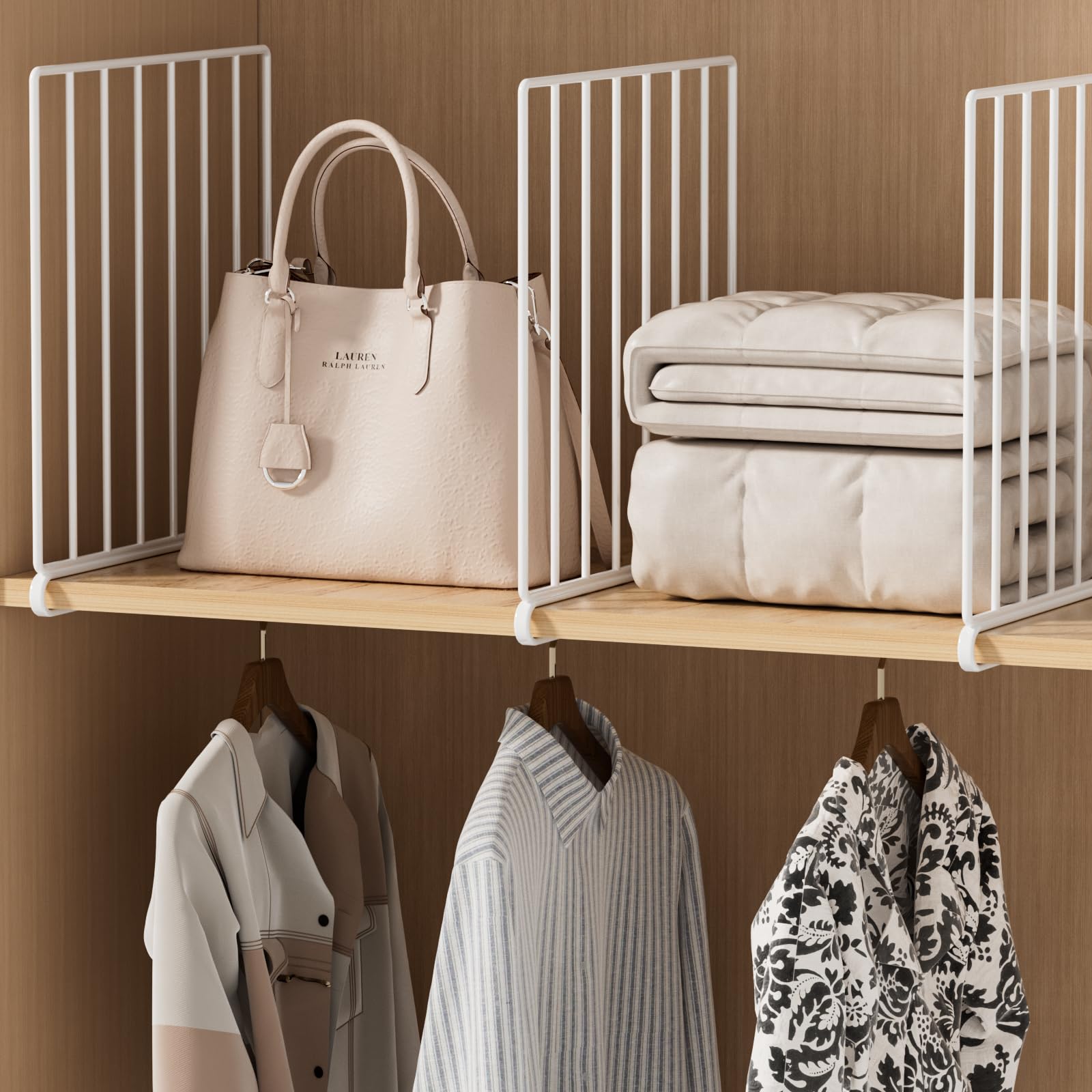 Urban Deco 8-Pack White Shelf Dividers for Wire Shelves - Closet & Cabinet Organizer for Bedroom, Kitchen Storage - Easy Install Wire Shelf Dividers - Perfect for Pantry Organization & Closet Storage Solutions