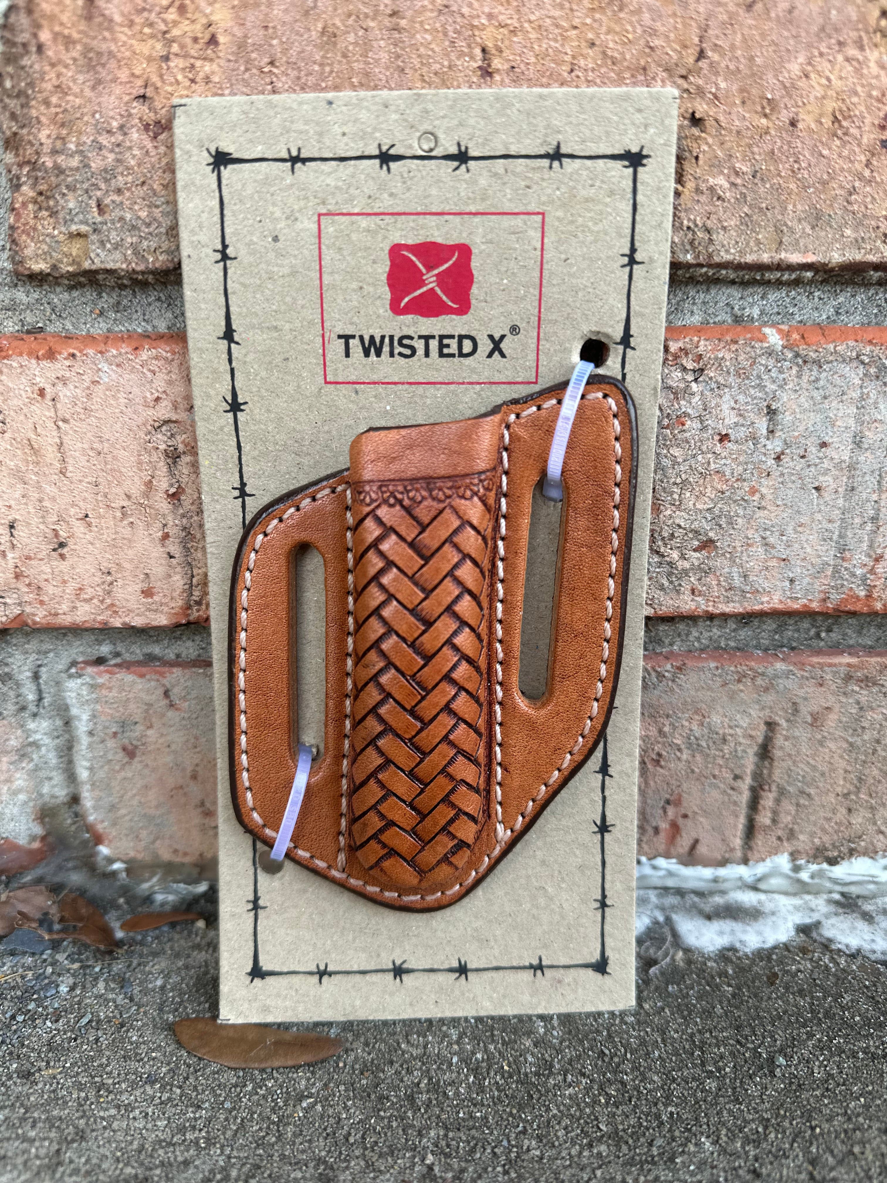 Twisted X Leather Basketweave Knife Sheath XKS 137 - Durable Western Style Knife Holder for Hunting, Camping & Outdoor Adventures