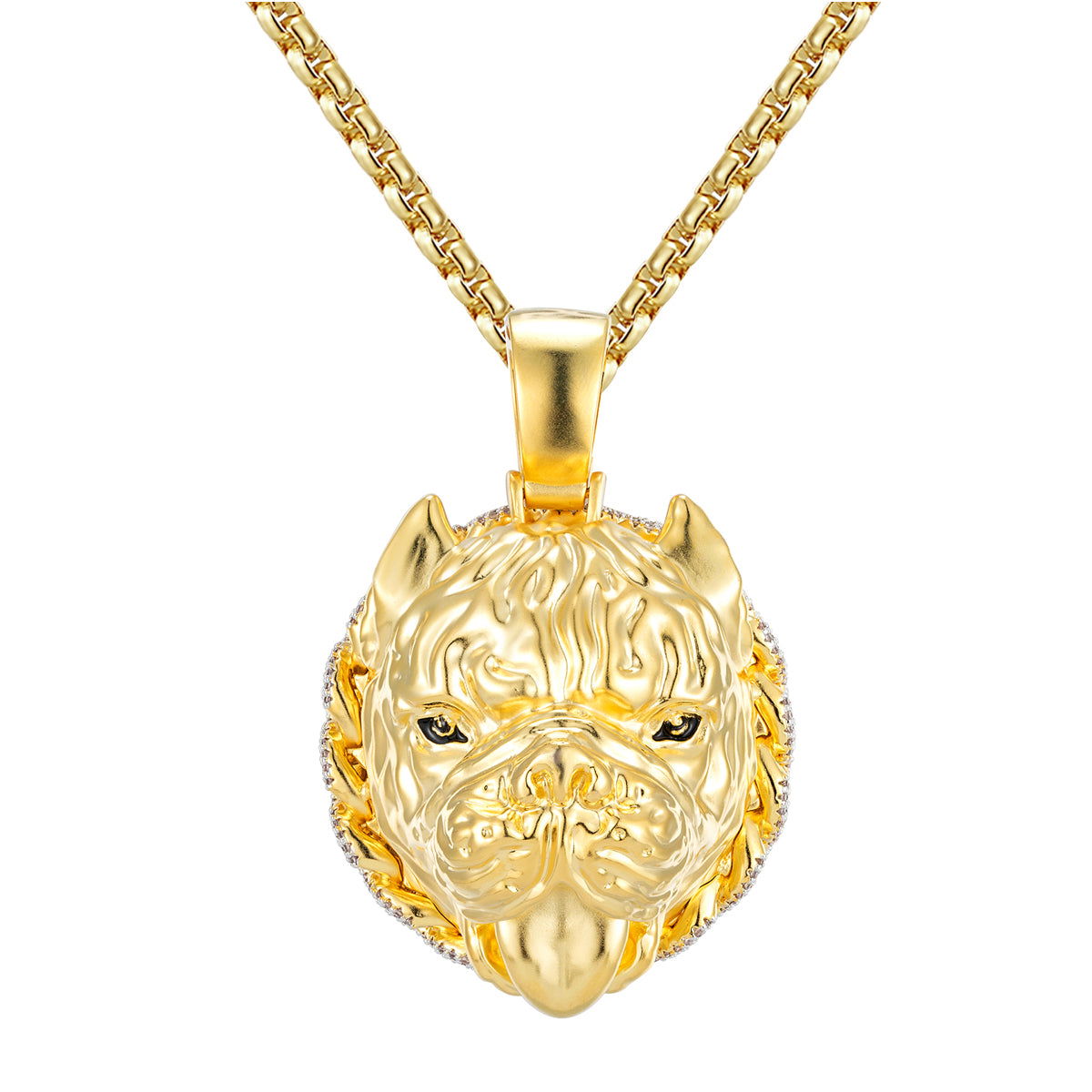 French Bulldog Cuban Chain Collar - 3D Solid Back Icy Pendant Necklace for Men | Hip Hop Jewelry, Dog Lover Gift, Streetwear Fashion Accessory