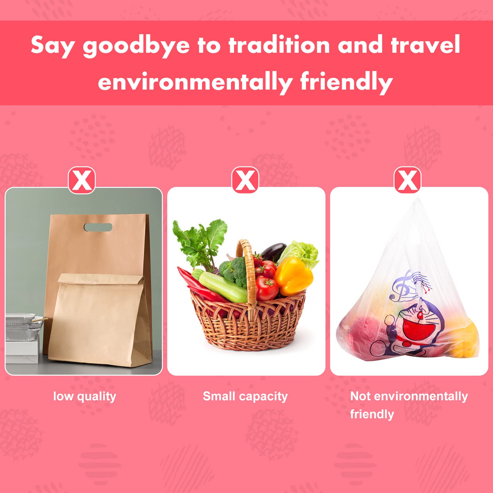 Foldable Reusable Shopping Bags 4pcs - Eco Tote for Groceries & Travel