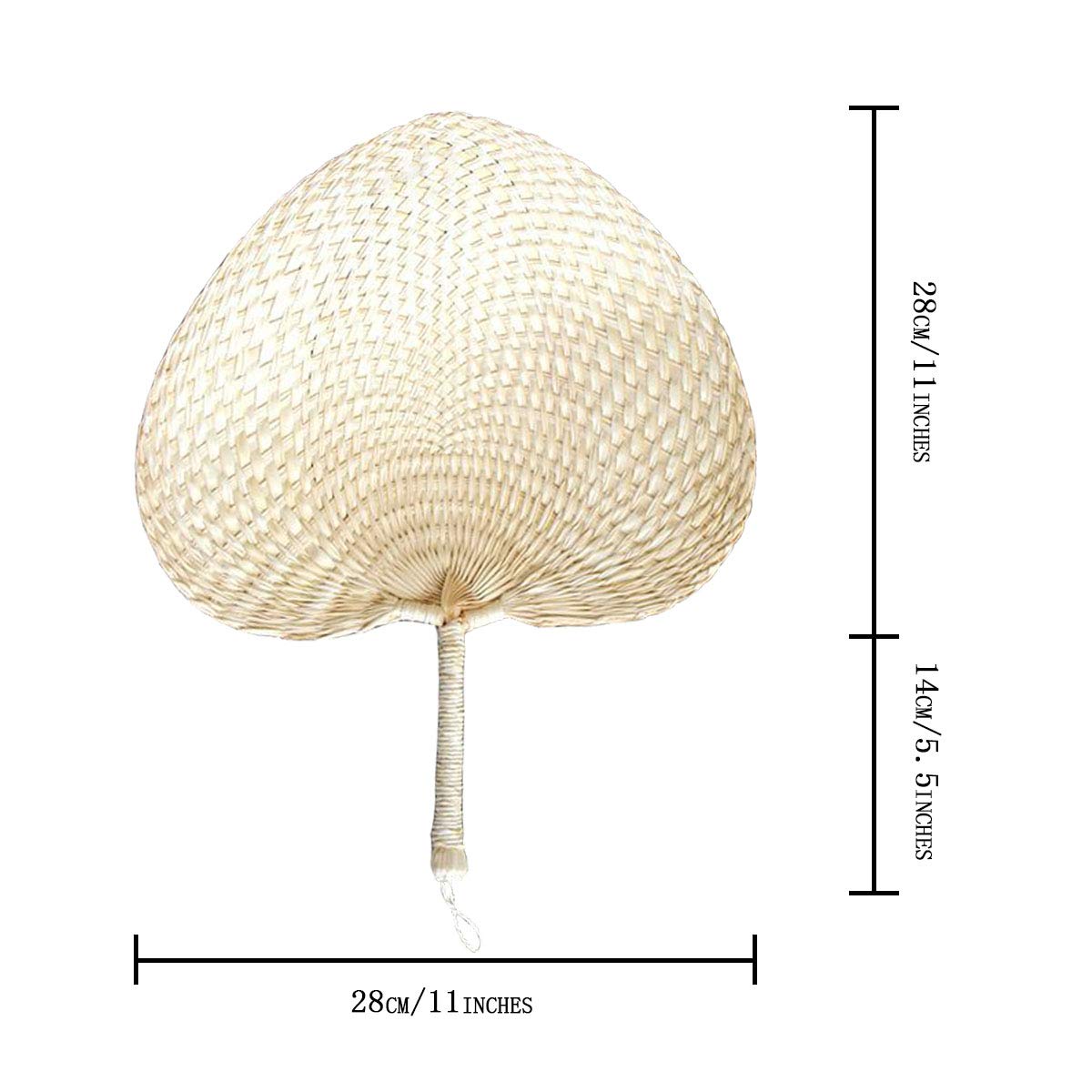 Handmade Rattan Fan - Natural Palm Leaf Handheld Fan for Weddings, Parties & Home Decor - Boho Style Bamboo Fan - Perfect Gift for Women - Use for Bridal Shower, Baby Shower, Photo Props & Tropical Themed Events