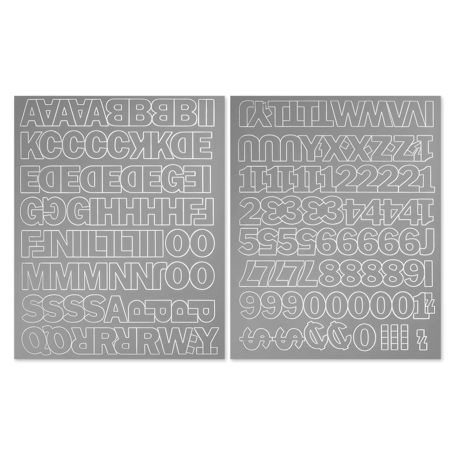 Duro Vinyl Letters and Numbers Complete Set - 1 Inch Silver Gothic Style (No. 3214) for DIY Crafts, Sign Making, and Home Decor Projects