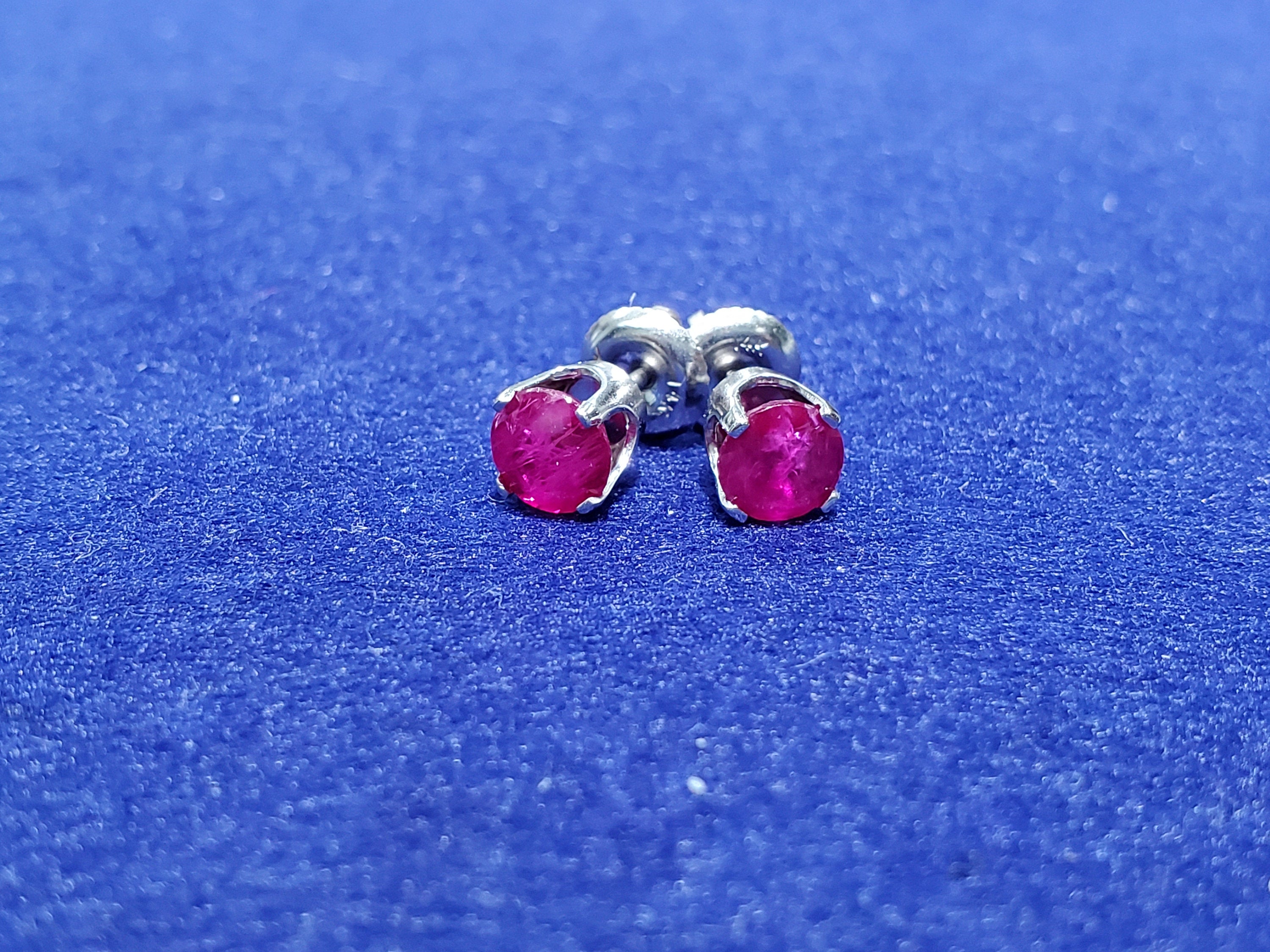14k White Gold 5mm Ruby Stud Earrings for Women - Elegant & Timeless Jewelry Gift for Birthdays, Anniversaries, and Special Occasions