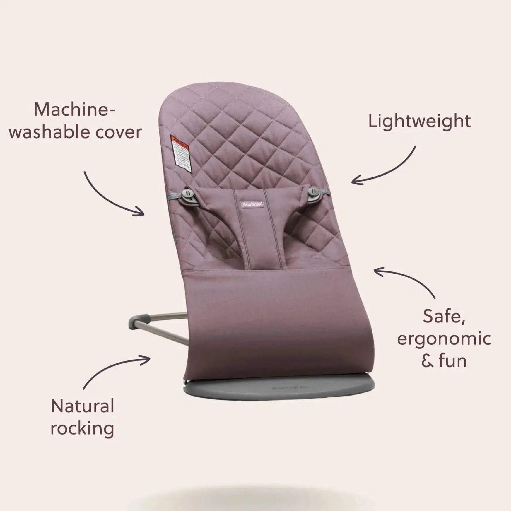 Baby Bjorn Bouncer Bliss 3D Jersey - Light Beige Baby Bouncer & Rocker | Soft Jersey Fabric, Ergonomic Design for Newborns & Infants | Perfect for Nursery, Playtime & Soothing Baby to Sleep
