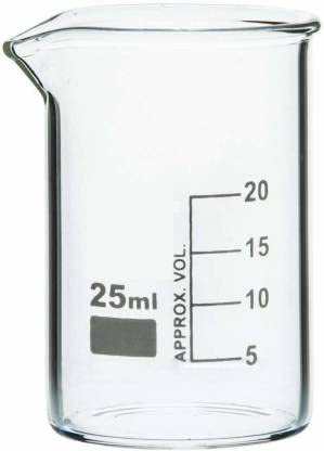 Premium Borosilicate 3.3 Glass Beaker Set - 25ml & 50ml Graduated Lab Beakers (4-Piece) for Chemistry Experiments, Science Labs & Home DIY Projects