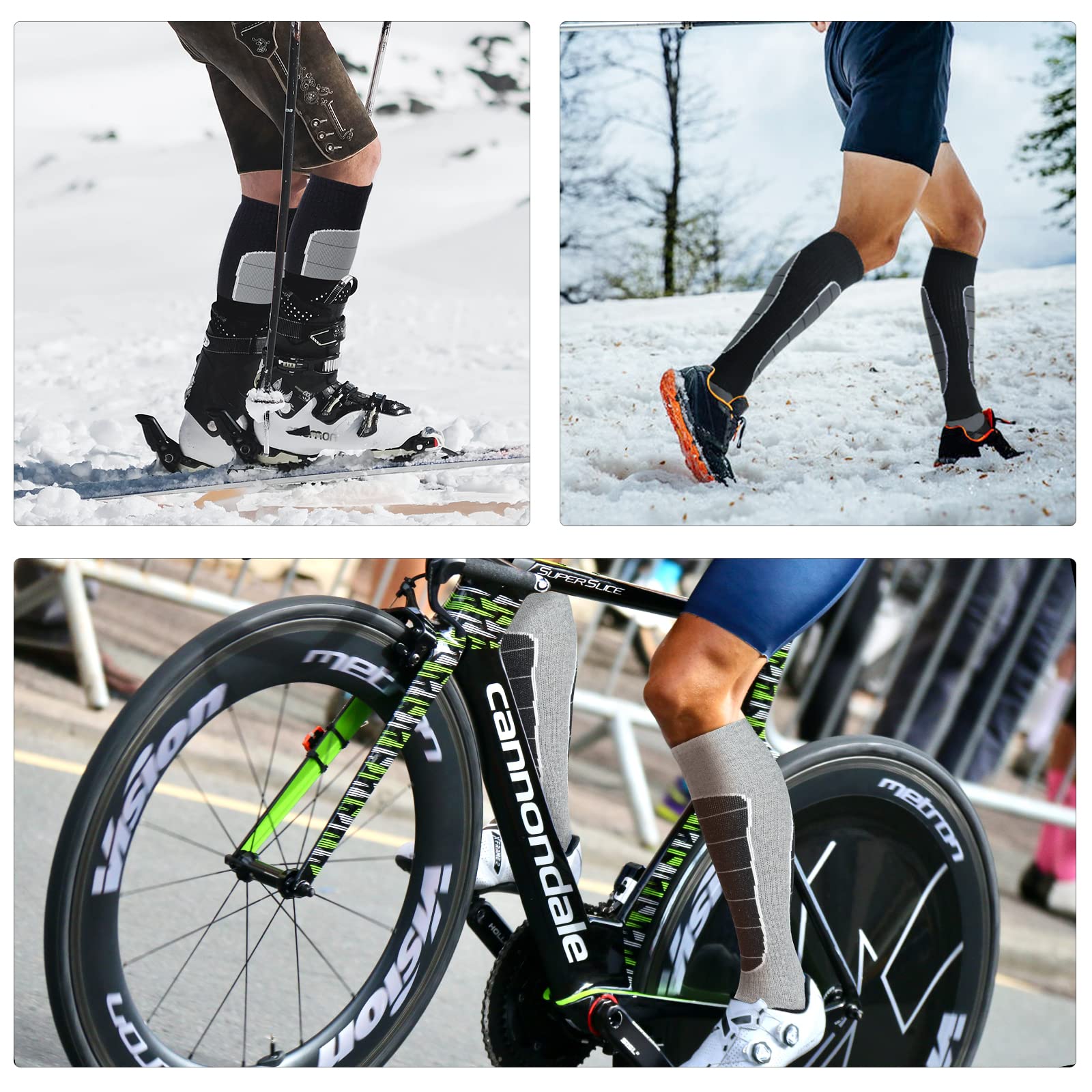 Hylaea Merino Wool Ski Socks - Thermal Knee-High Warm Socks for Snowboarding, Skiing & Winter Sports | Cold Weather Hiking & Hunting Socks | Moisture-Wicking & Odor-Resistant for All-Day Comfort