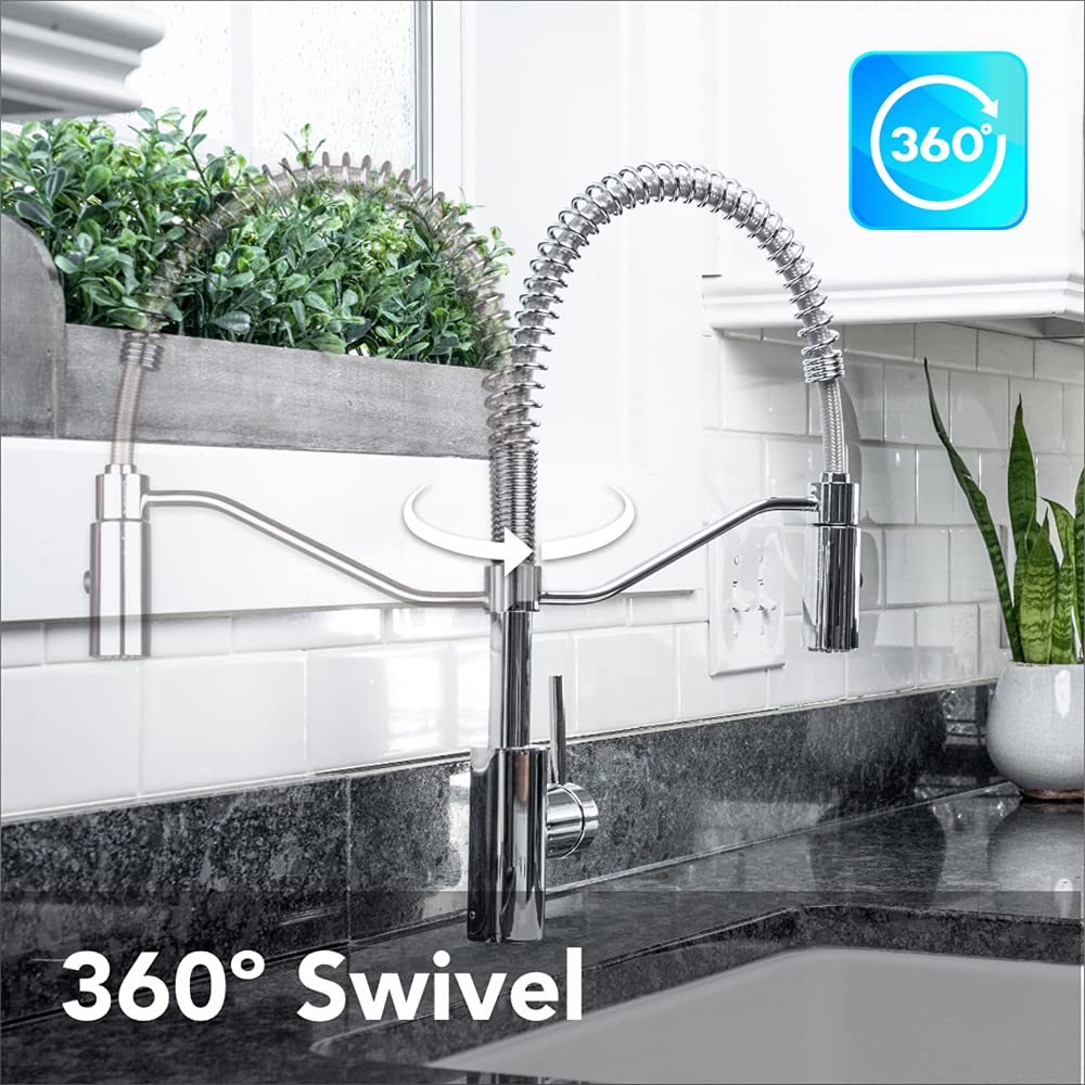 EZ-FLO Single Handle Pull Down Kitchen Faucet with Sprayer and Spring - Chrome Finish (Model 10687) - Perfect for Modern Kitchens, Dishwashing, and Food Prep